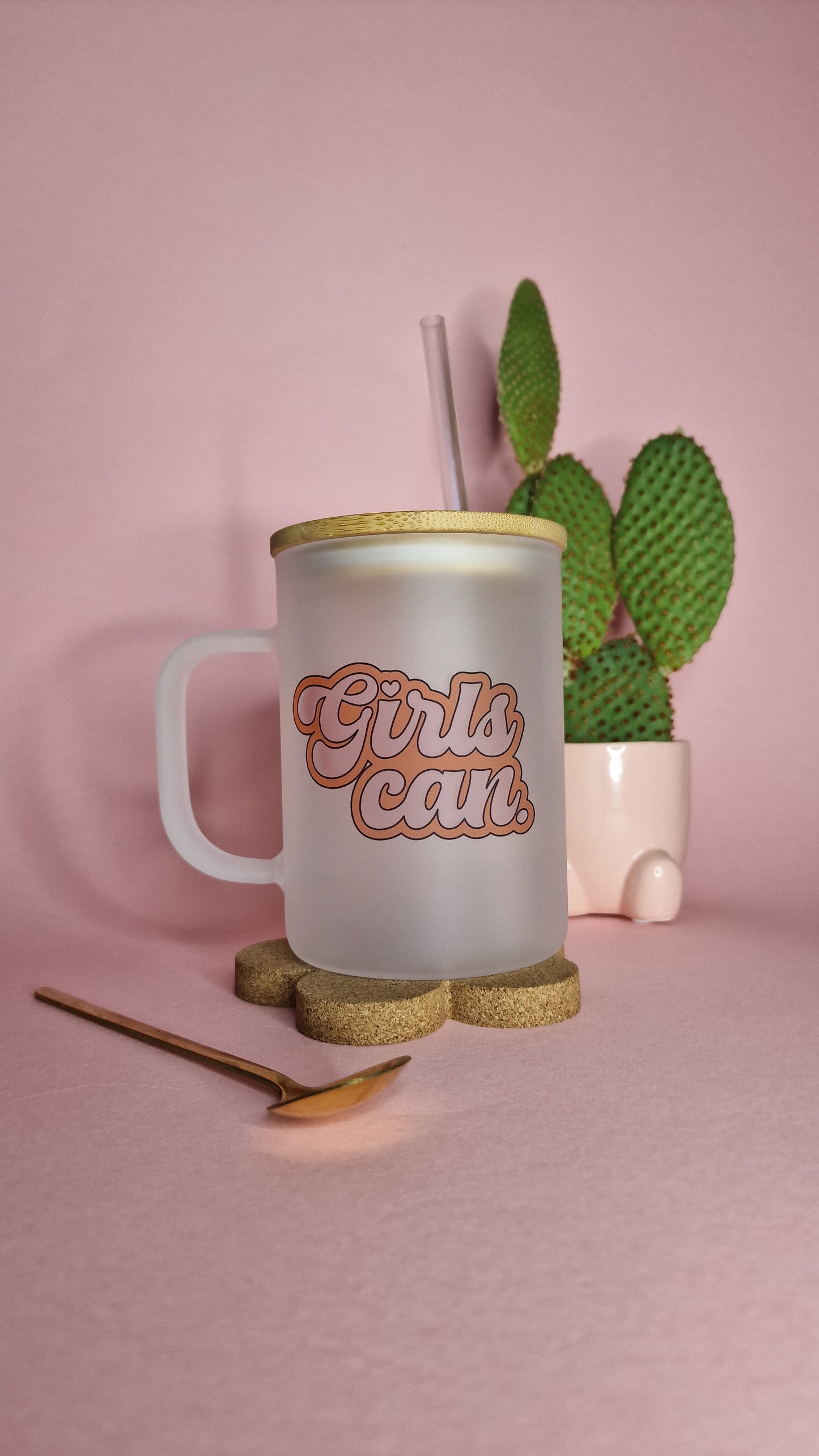 Girls Can | Large 17oz Glass Frosted Mugs