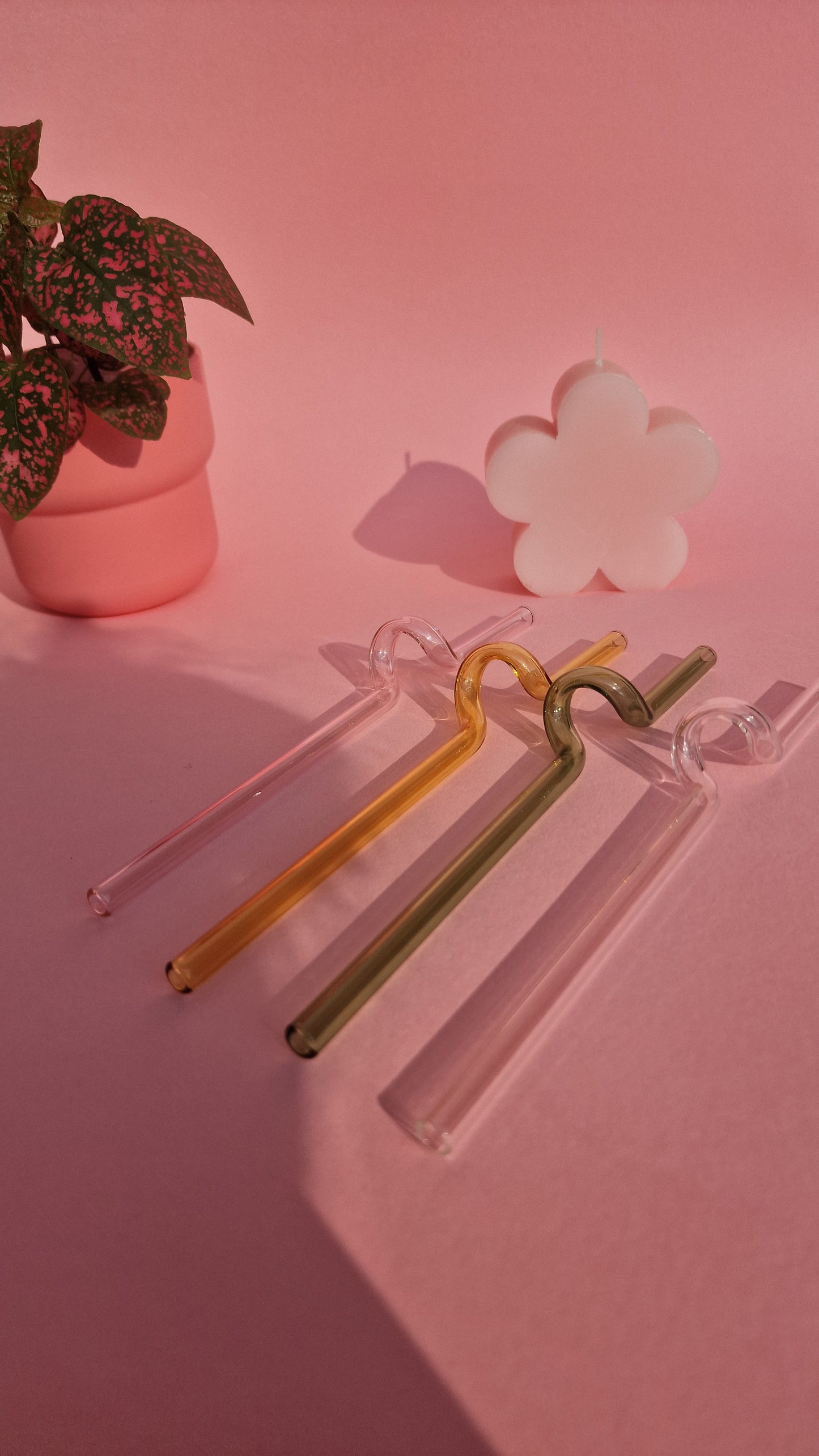 Swirly Pastel Glass Straws Coloured Glass Straws