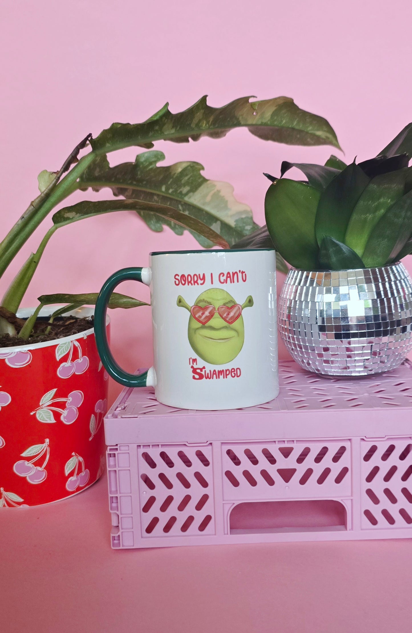 Shrek Inspired Handrawn Ceramic Pink Mug
