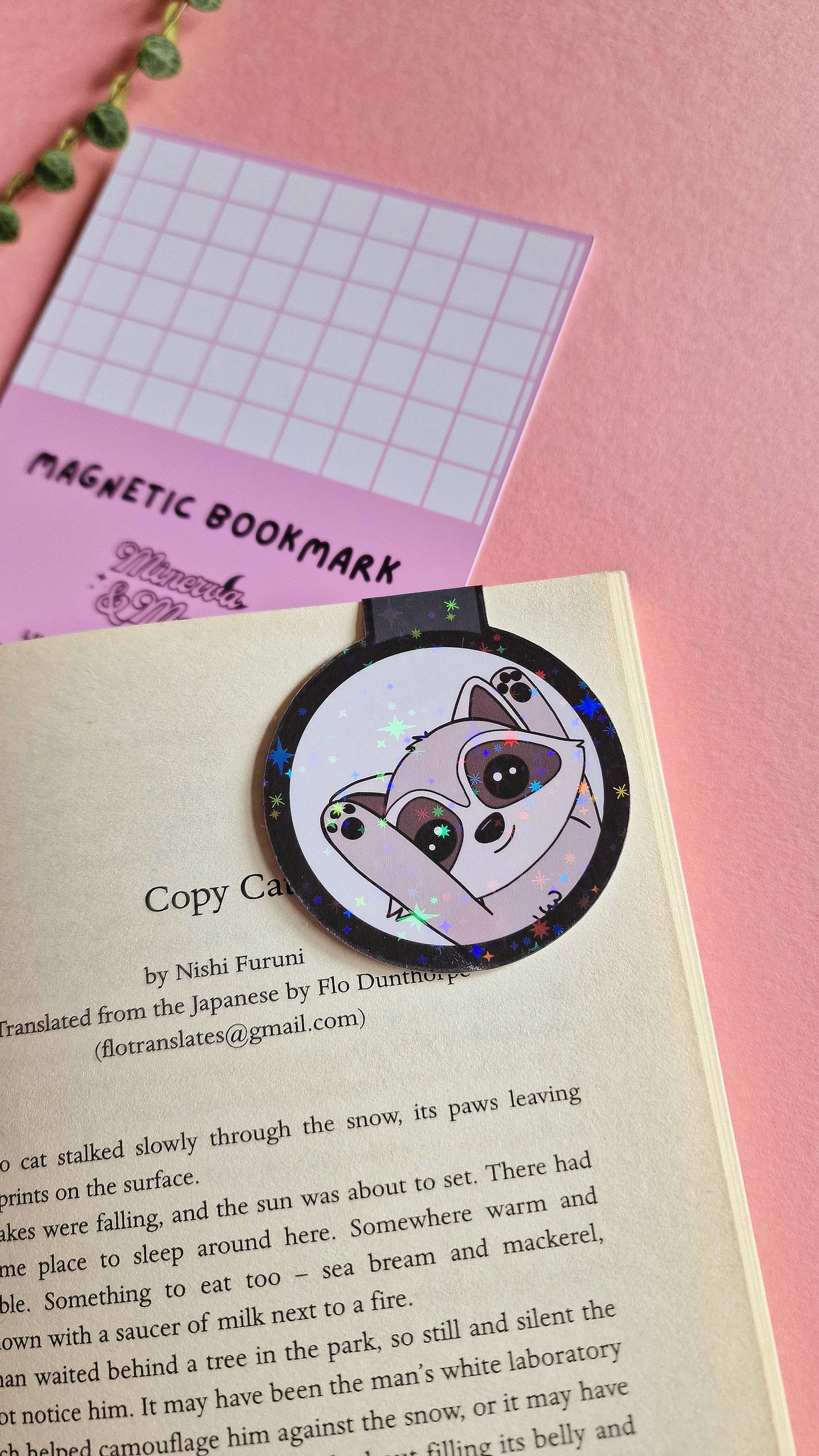 Pedro Raccoon Magnetic Flip Bookmark