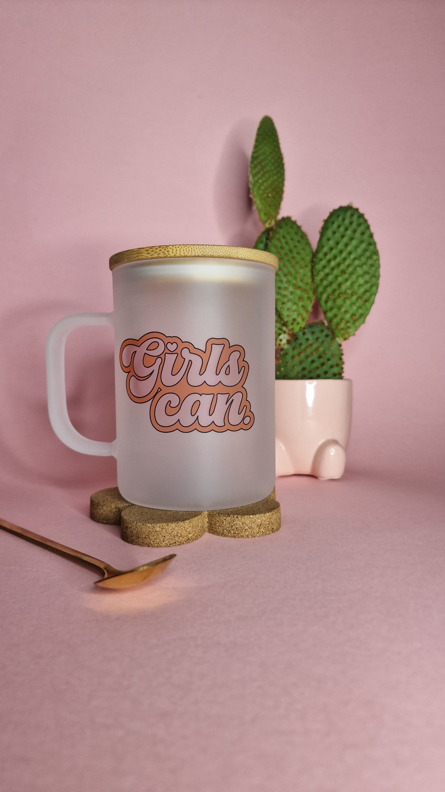 Girls Can | Large 17oz Glass Frosted Mugs