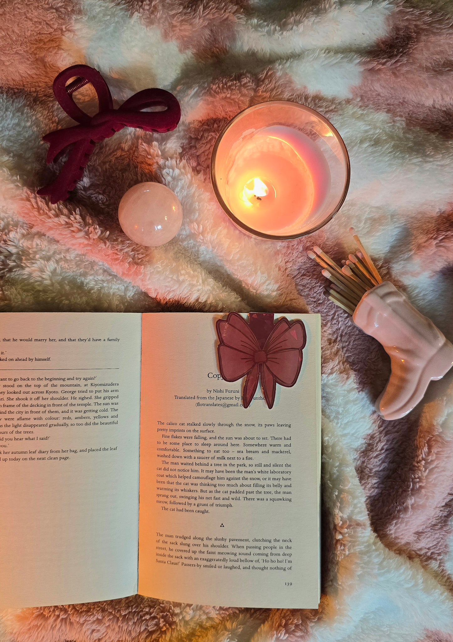 Cute Red Bow Magnetic Flip Bookmark
