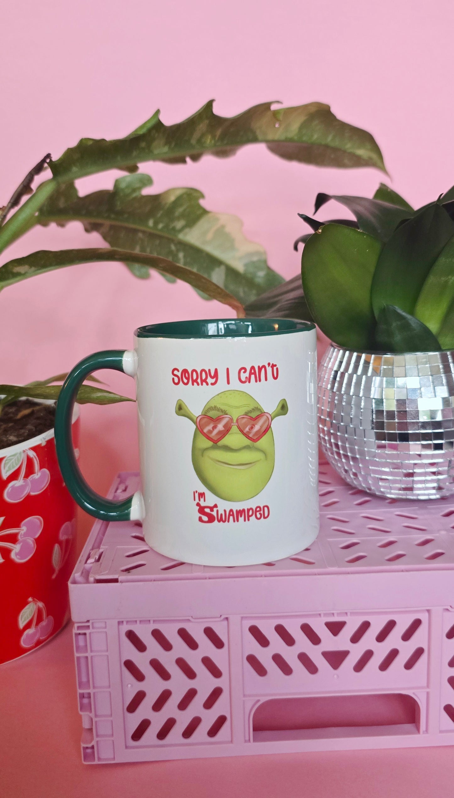 Shrek Inspired Handrawn Ceramic Pink Mug