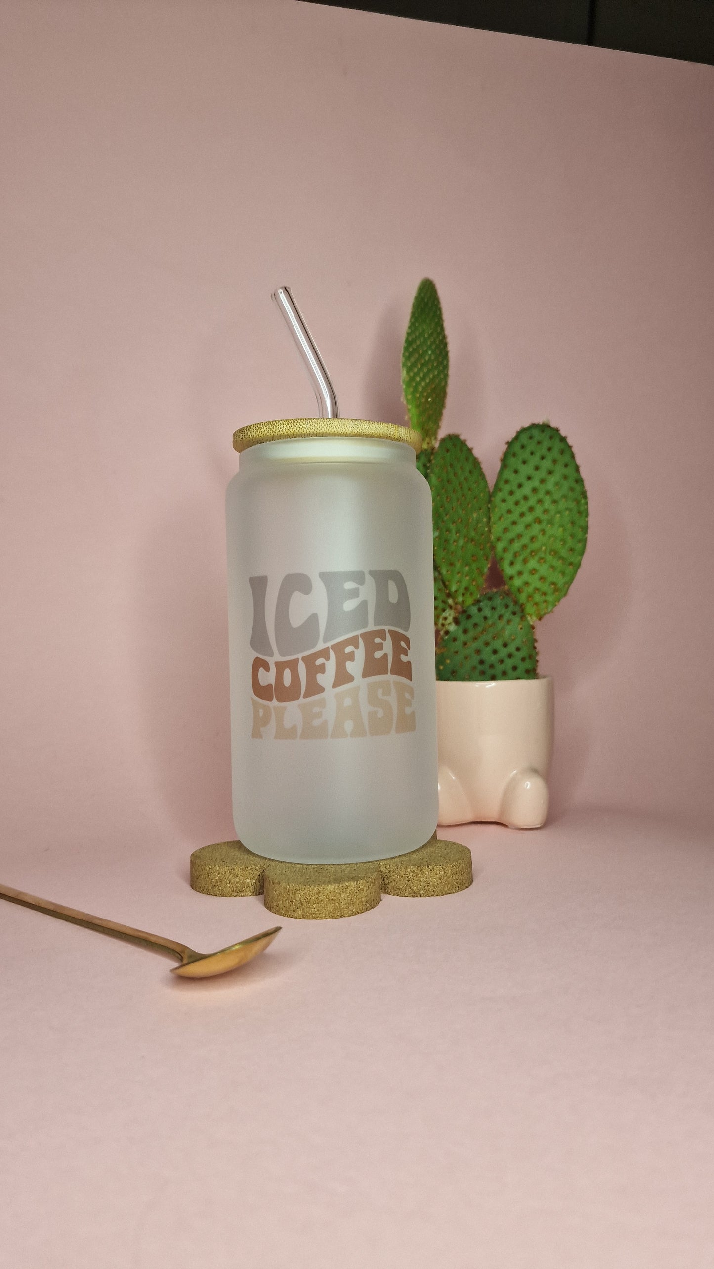 Iced Coffee Please Unisex Glass | 16oz Glass Can Tumbler