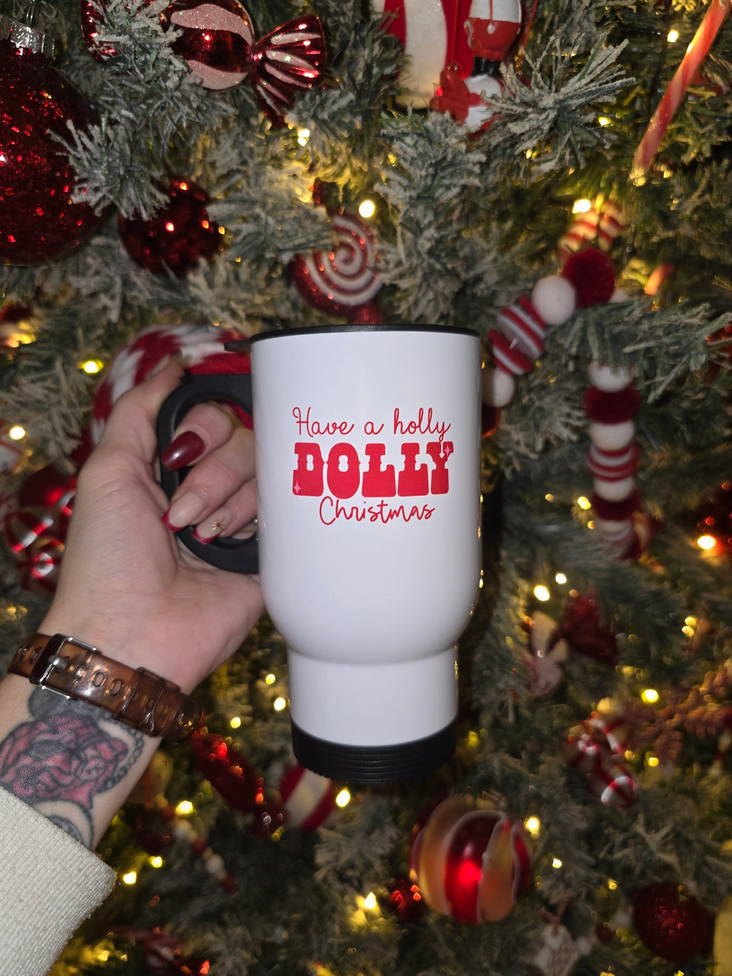 Holly Dolly Christmas Travel Mug