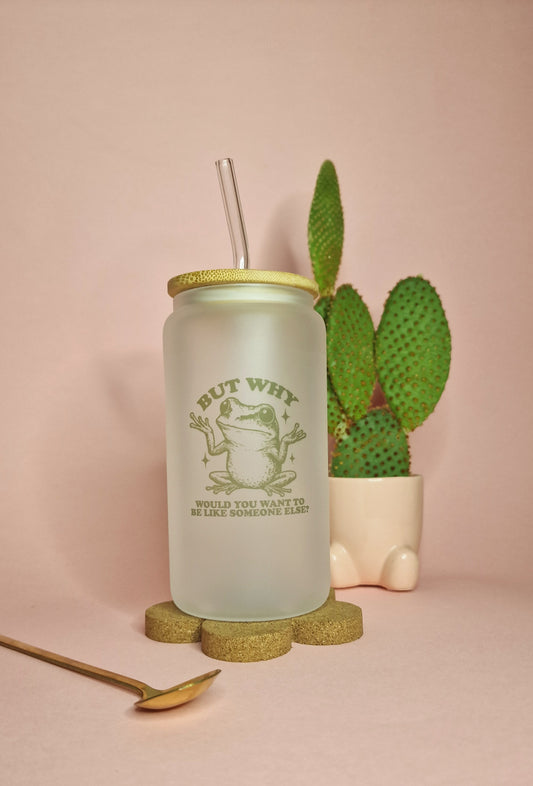 But Why Frog | 16oz Glass Can Tumbler