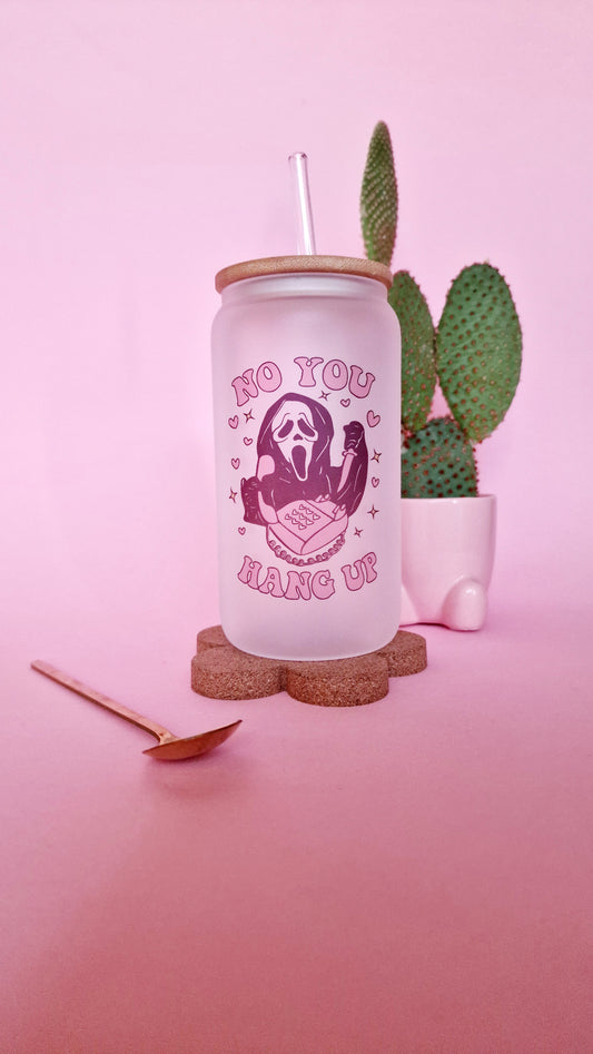 Ghostface You Hang Up Pink | 16oz Frosted Glass Can