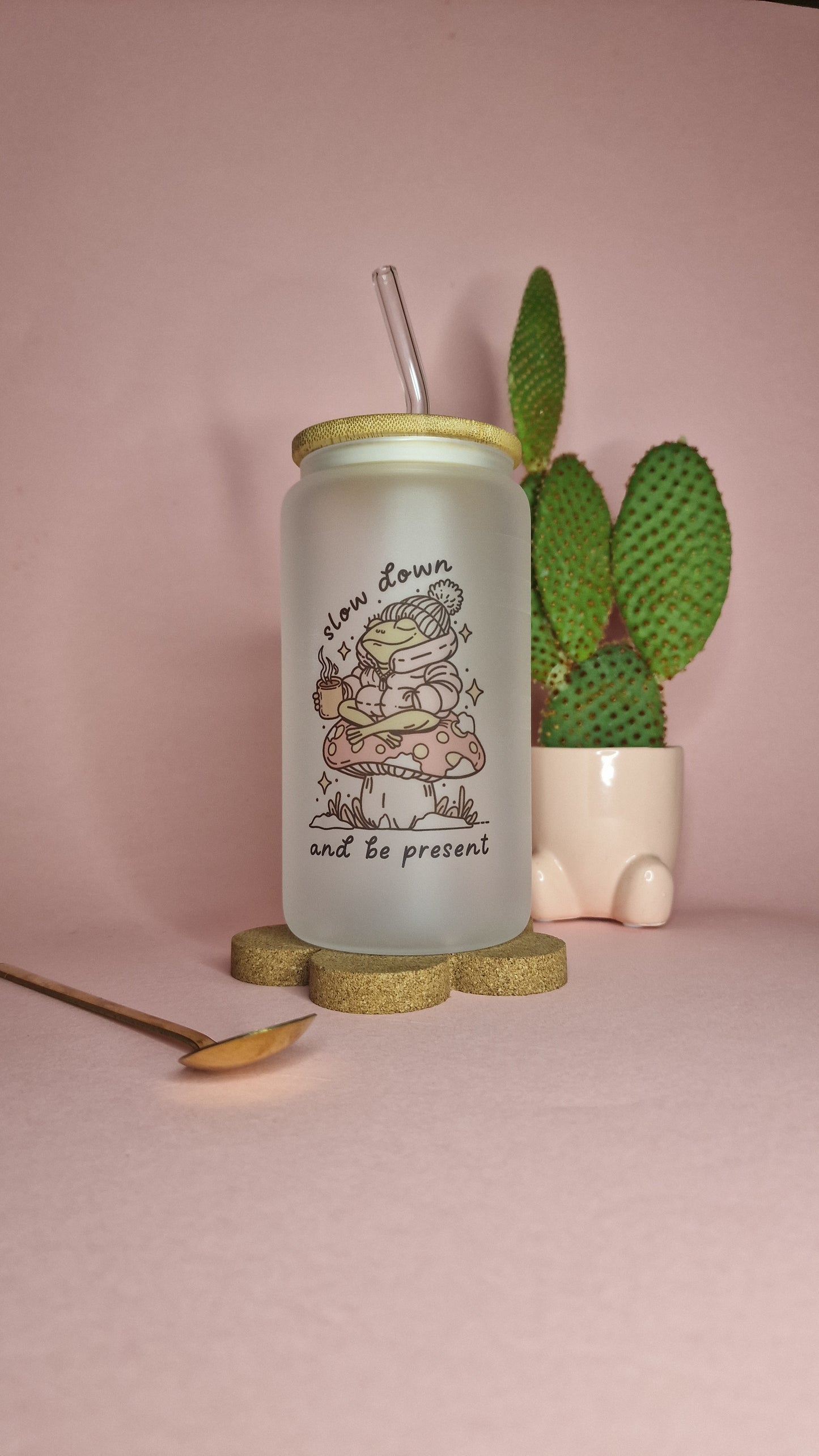 Slow Down Frog | 16oz Glass Can Tumbler