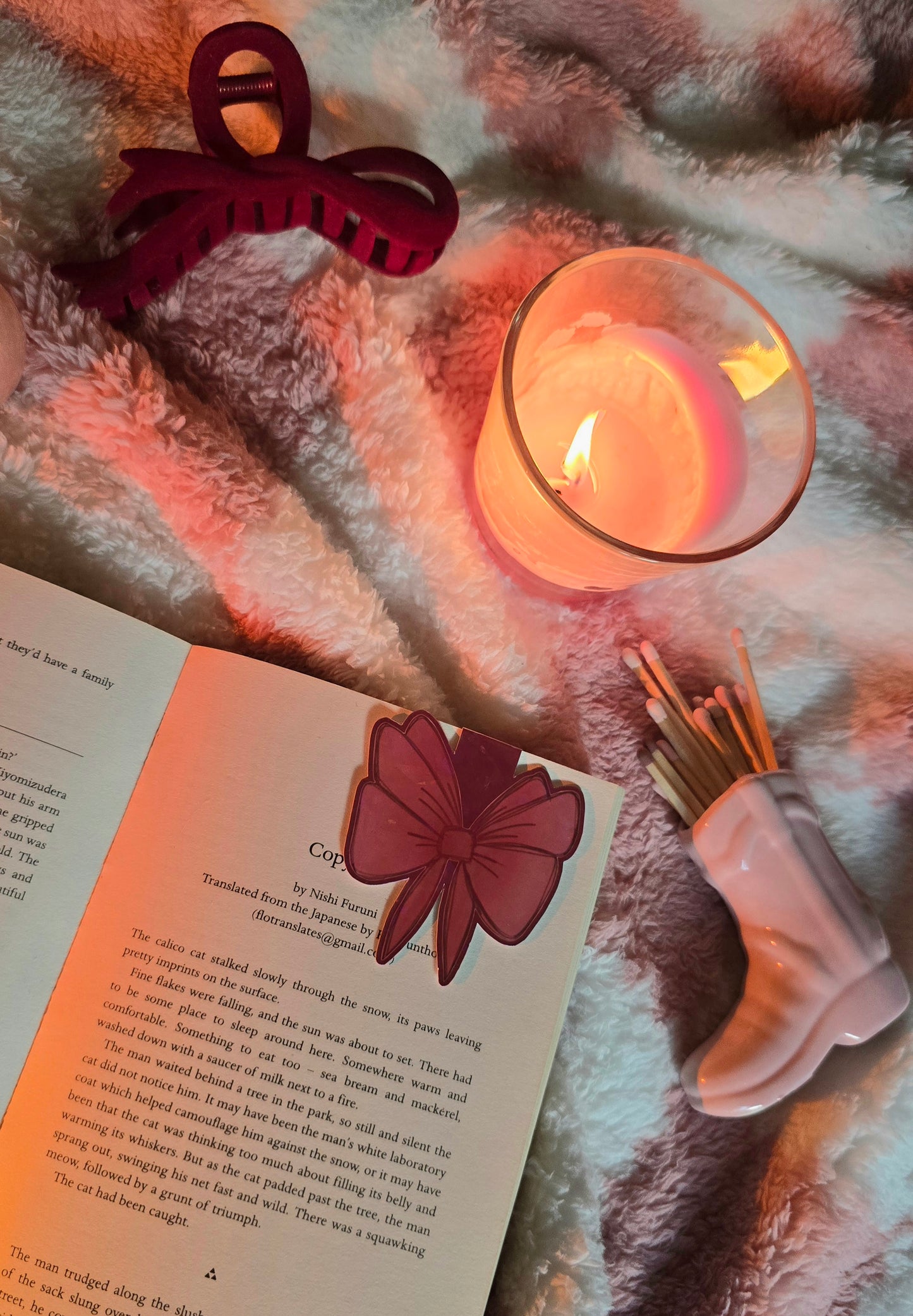 Cute Red Bow Magnetic Flip Bookmark