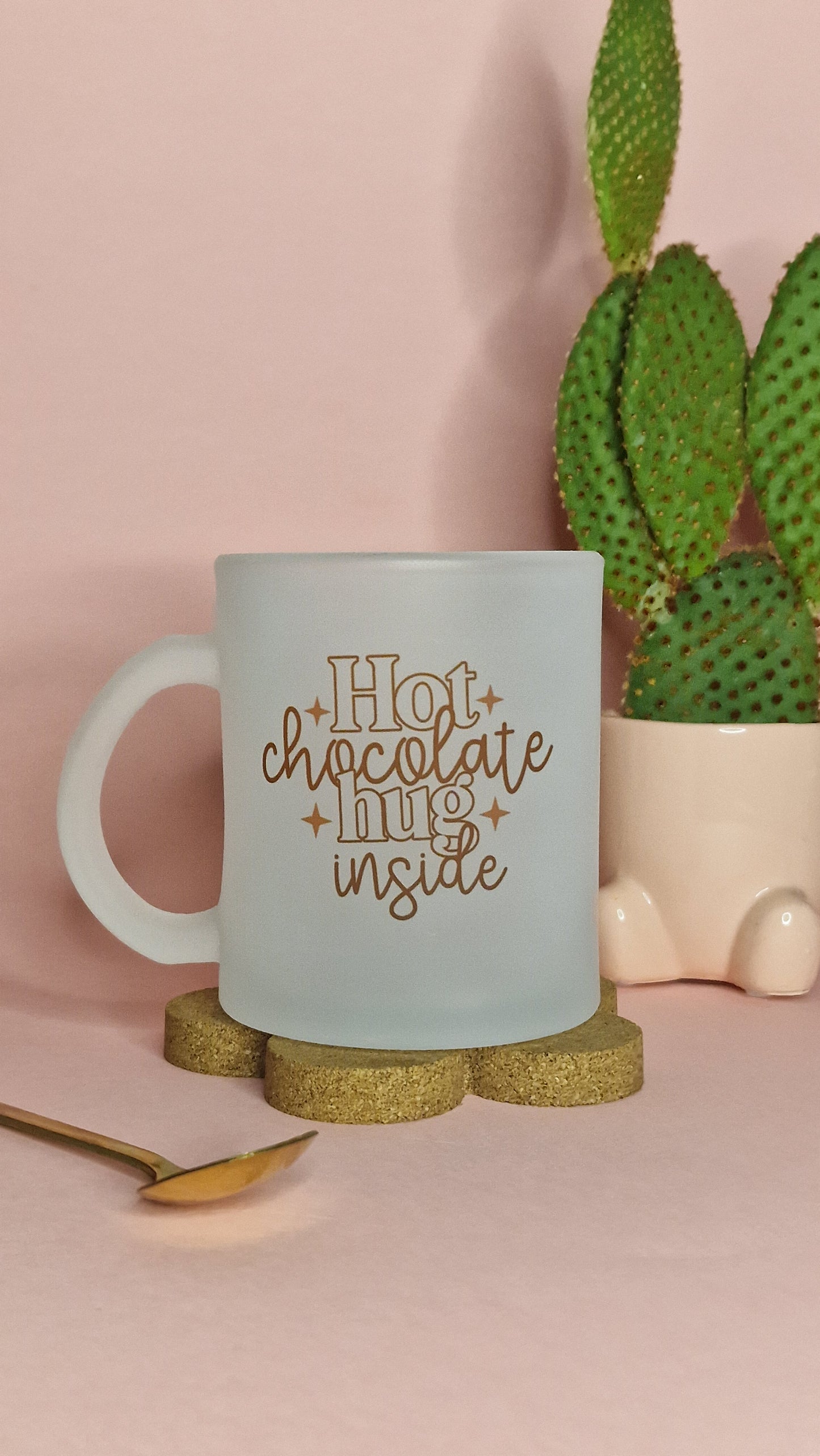 Hot Chocolate Hug Mug | 10oz Frosted Glass Mugs