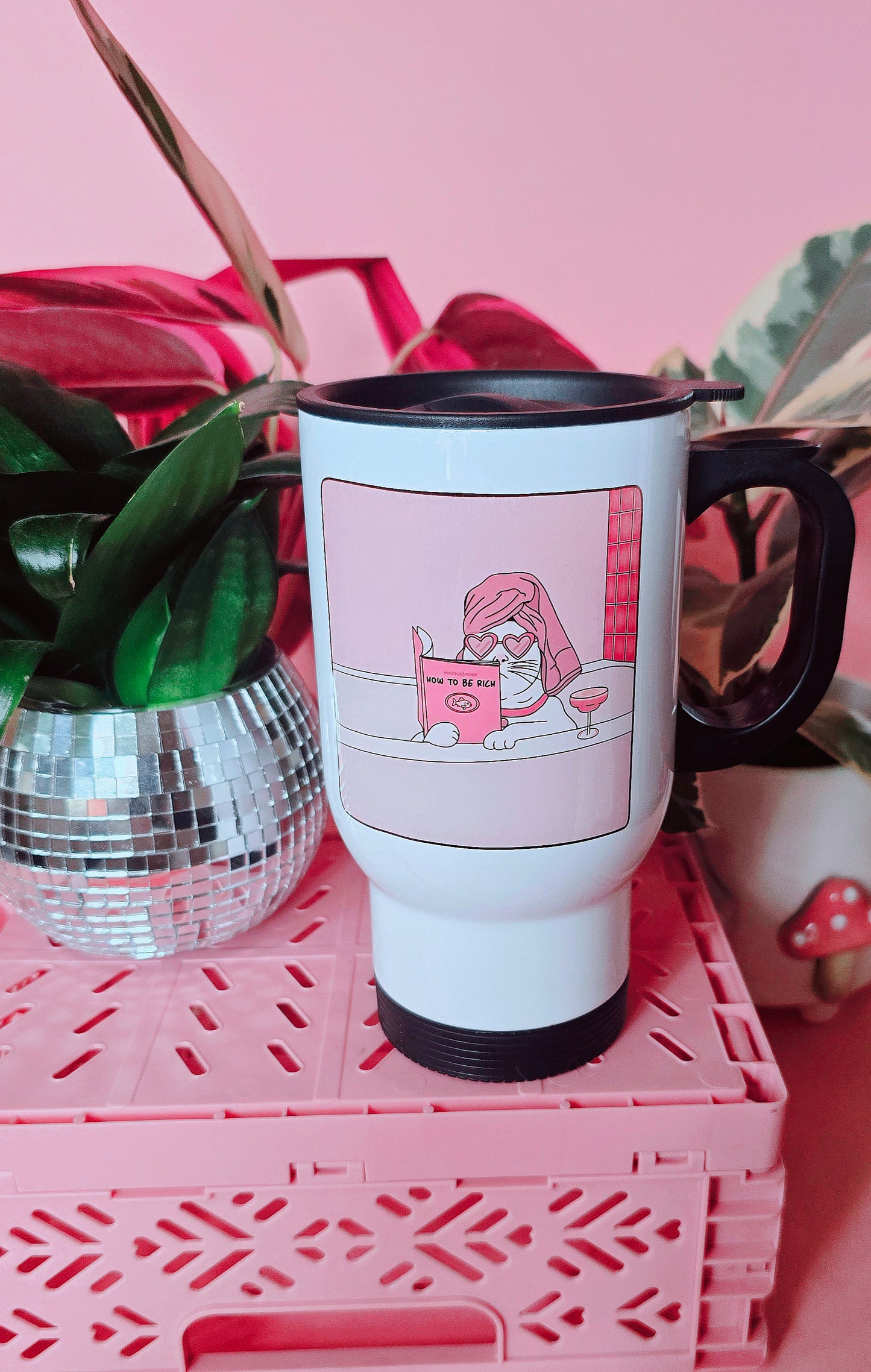 Funny Cat How To Get Rich Travel Mug