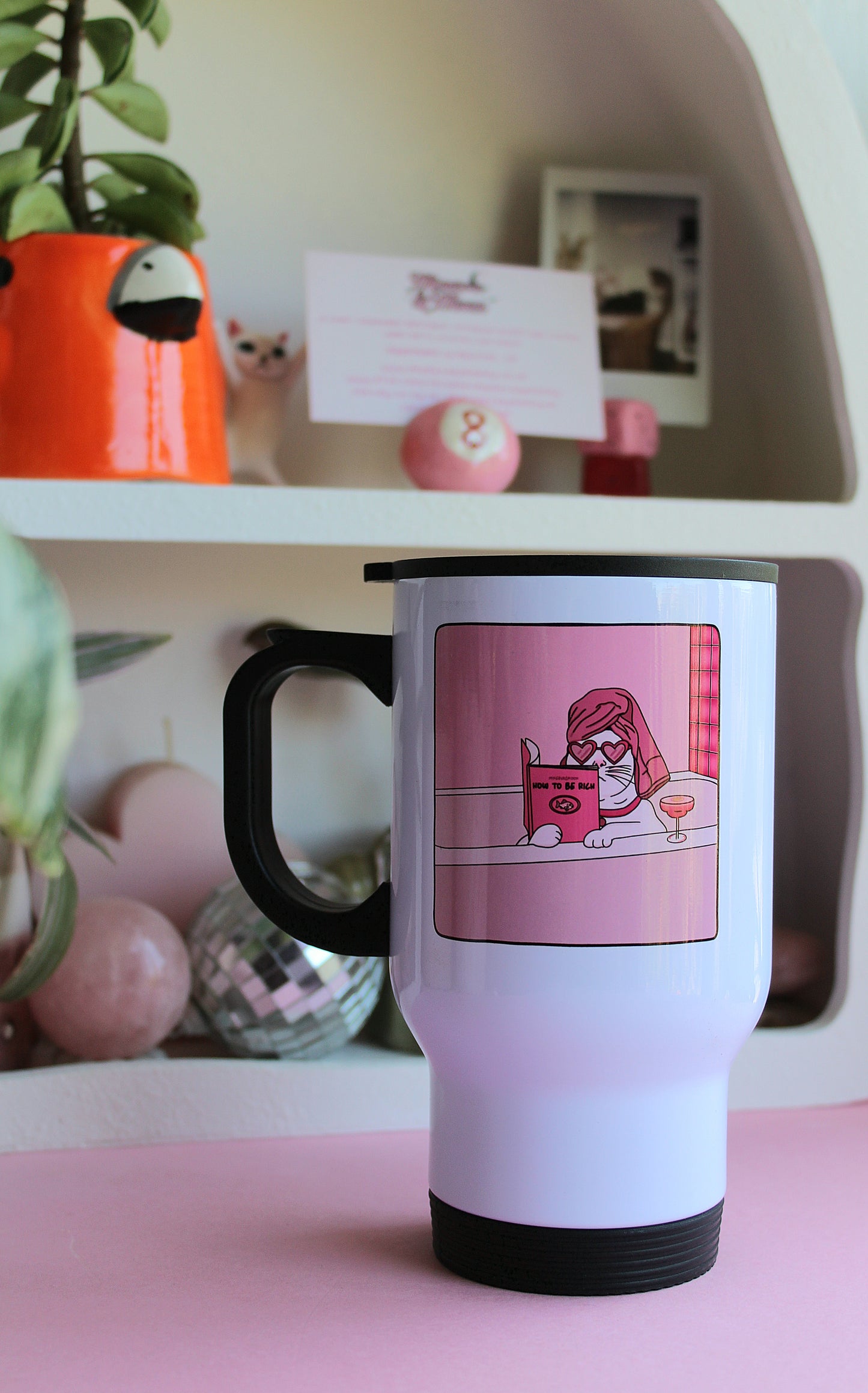 Funny Cat How To Get Rich Travel Mug