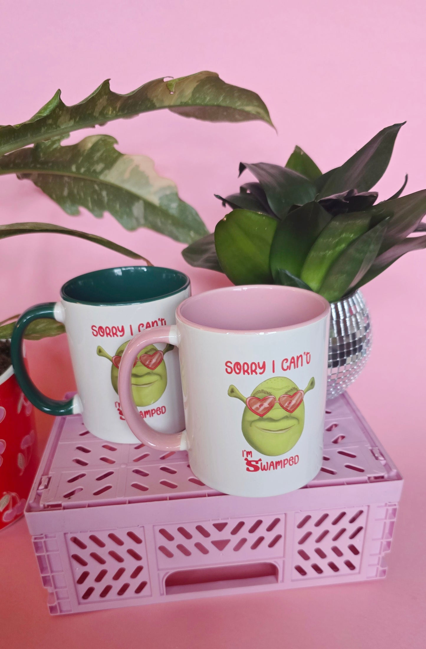 Shrek Inspired Handrawn Ceramic Pink Mug