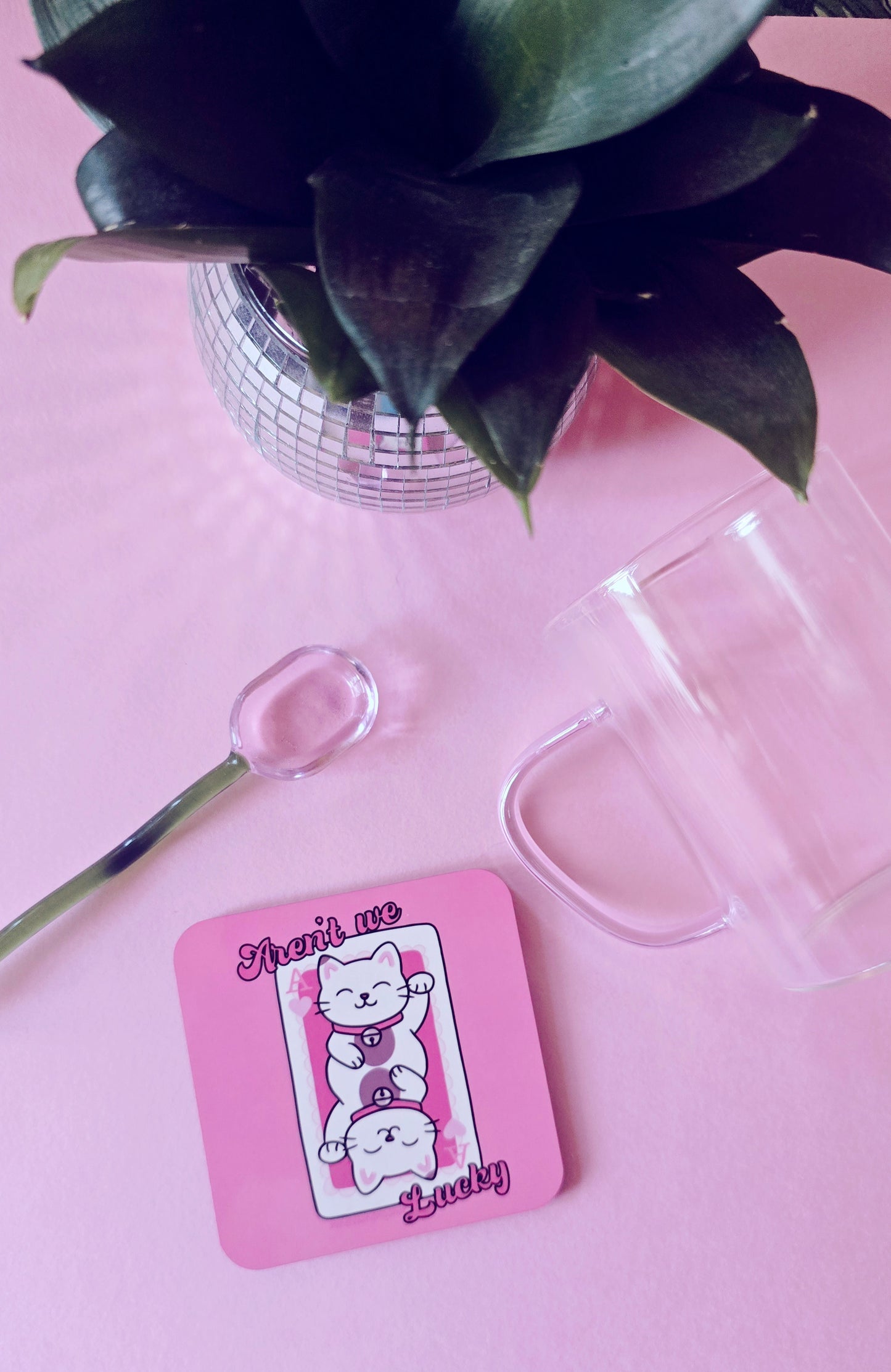 Arent We Lucky Cat Coaster