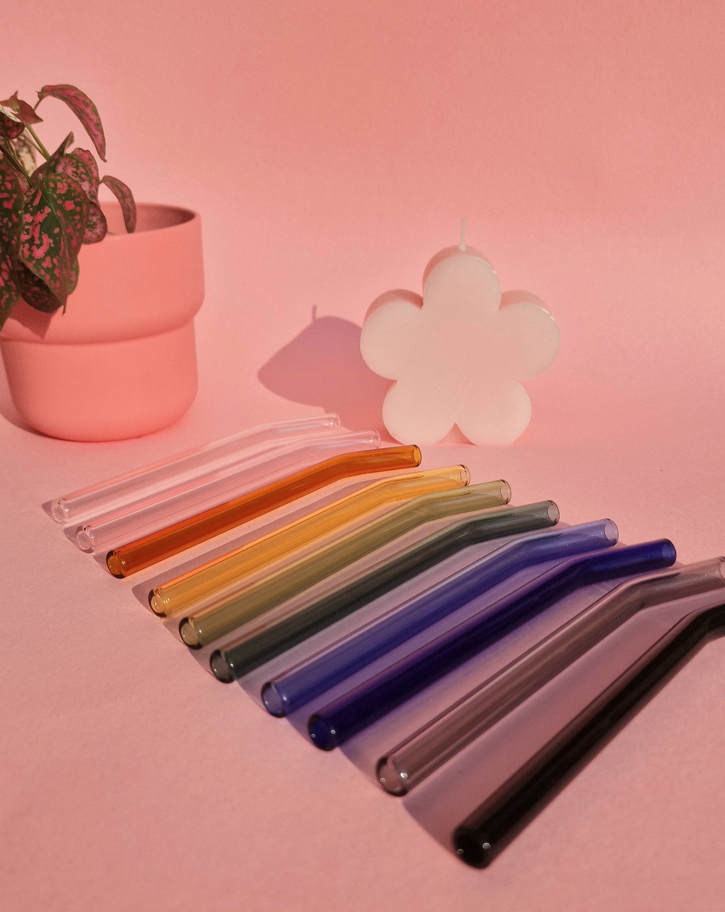 Chunky Short Glass Reusable Straws Rainbow Sustainable Glass Straws