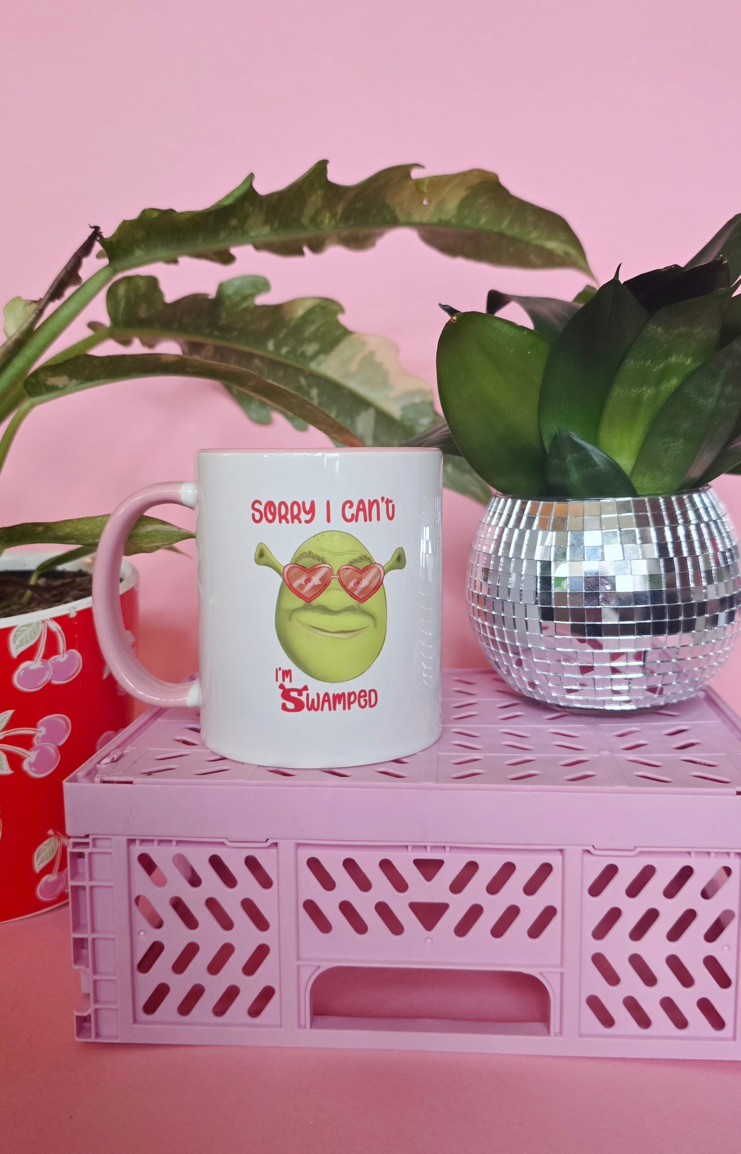 Shrek Inspired Handrawn Ceramic Pink Mug