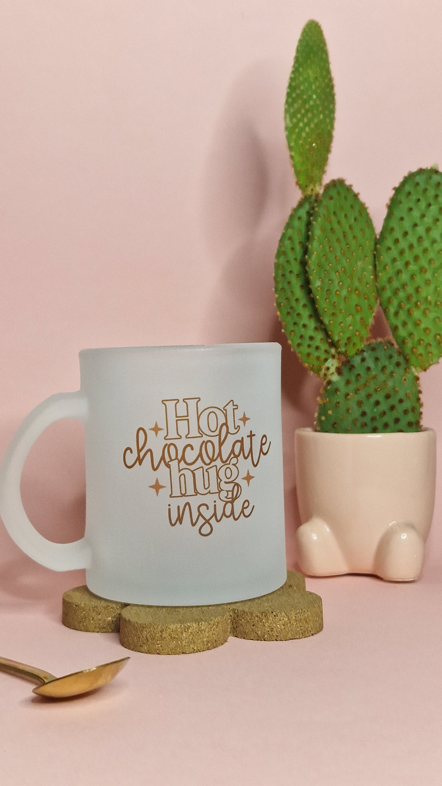 Hot Chocolate Hug Mug | 10oz Frosted Glass Mugs