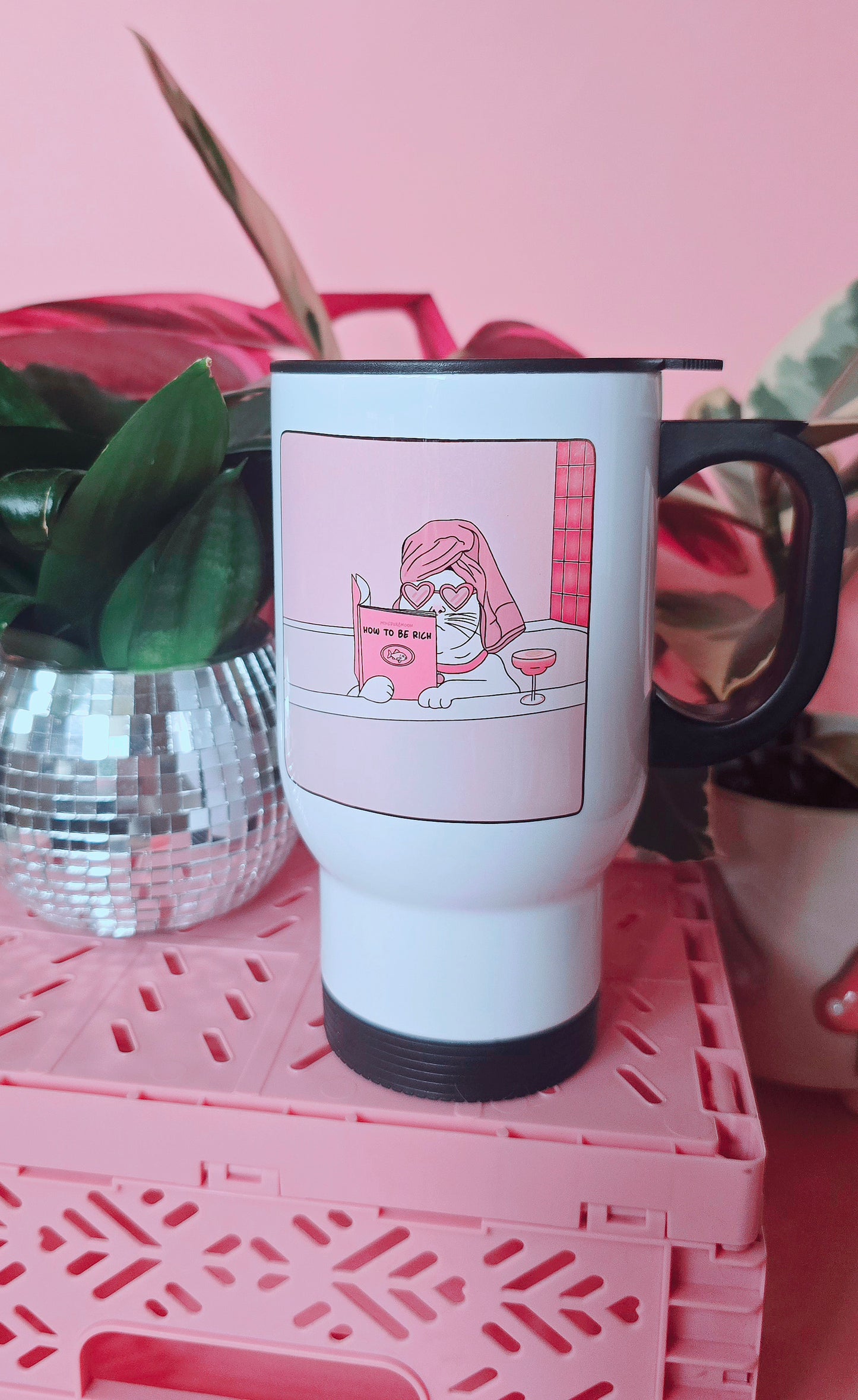 Funny Cat How To Get Rich Travel Mug