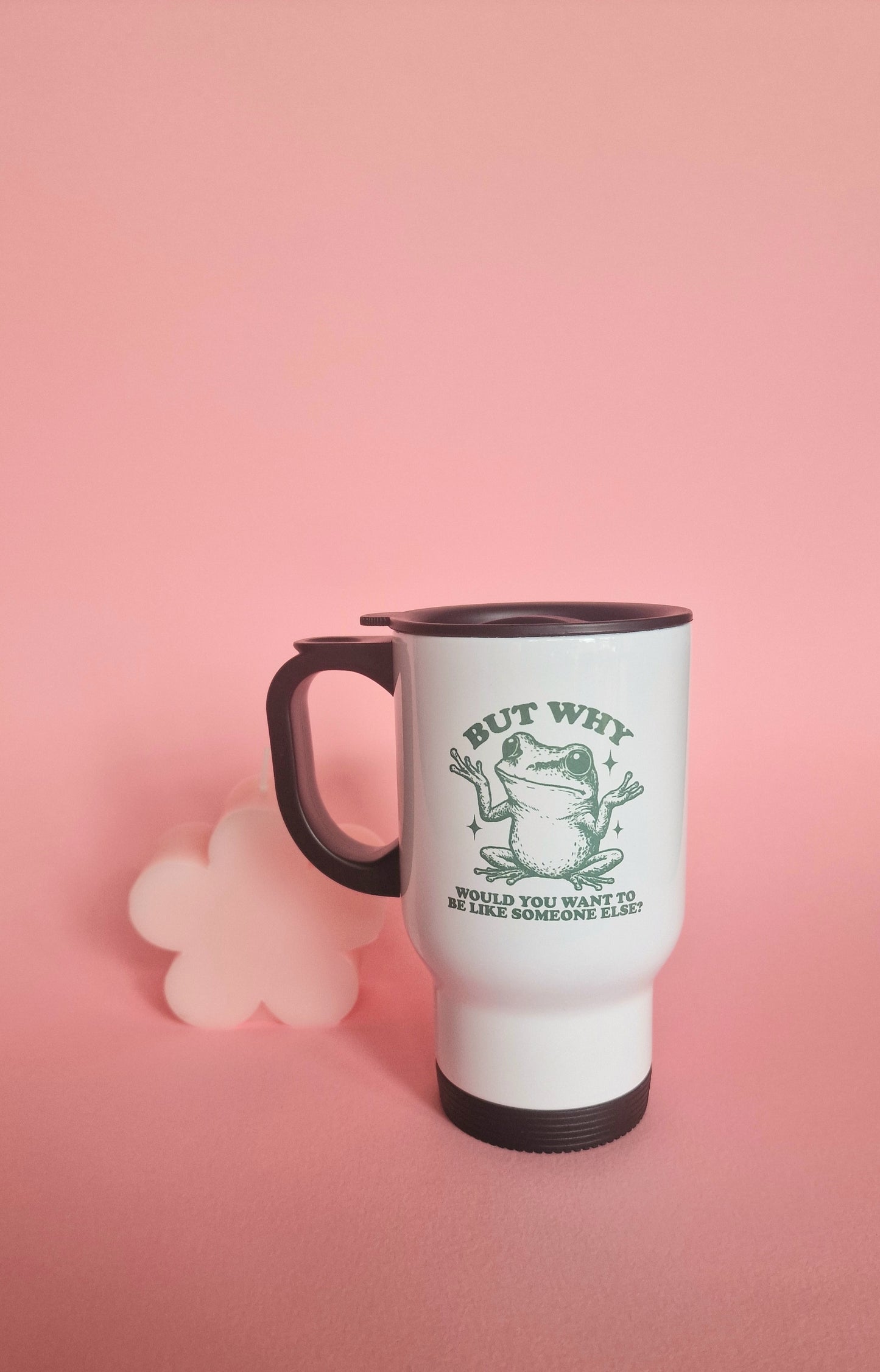 But Why Frog Cute Positivity Travel Mug