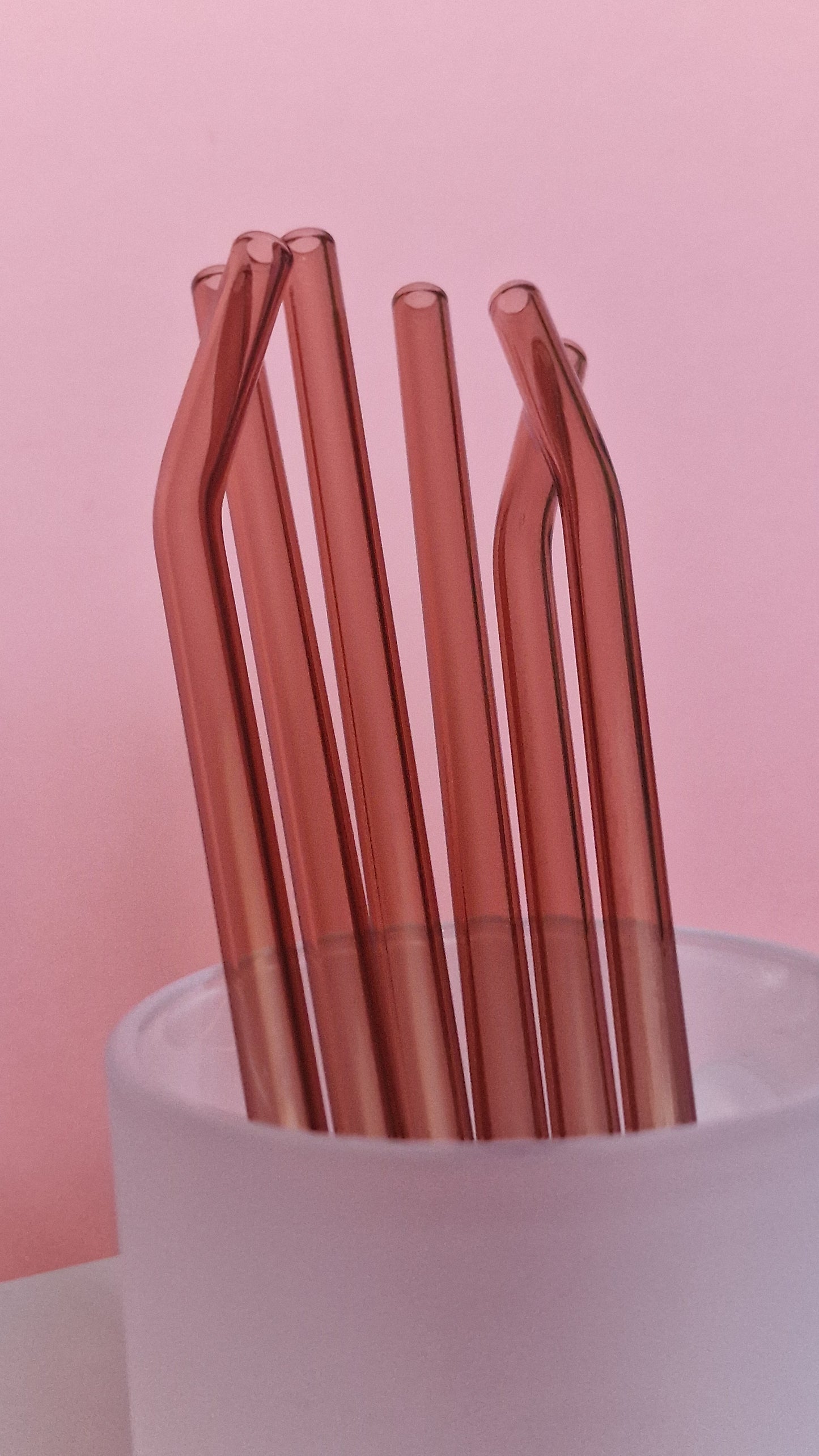 Dusky Pink Glass Straws