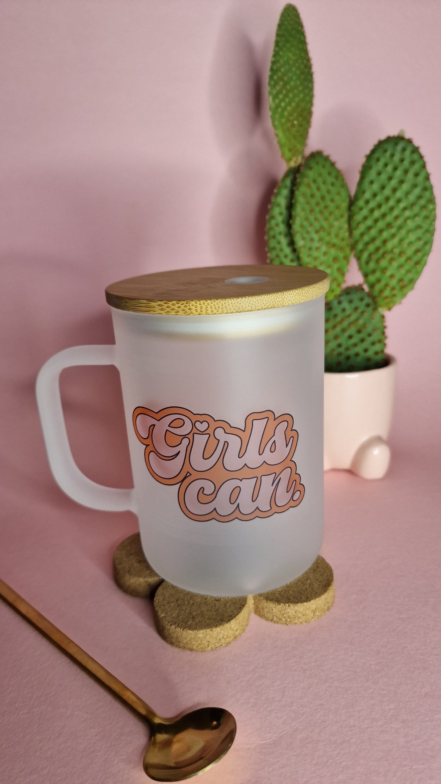 Girls Can | Large 17oz Glass Frosted Mugs