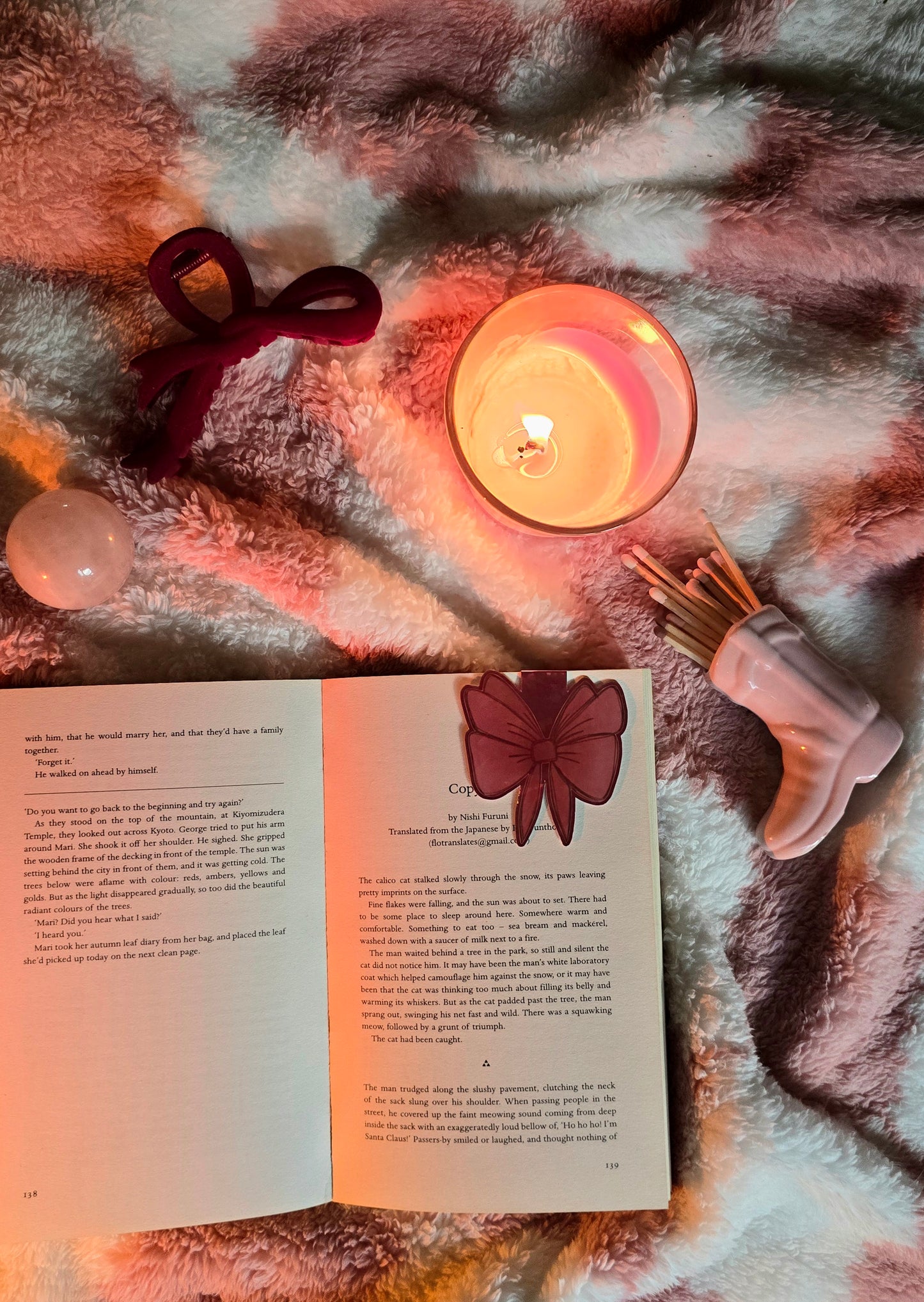 Cute Red Bow Magnetic Flip Bookmark