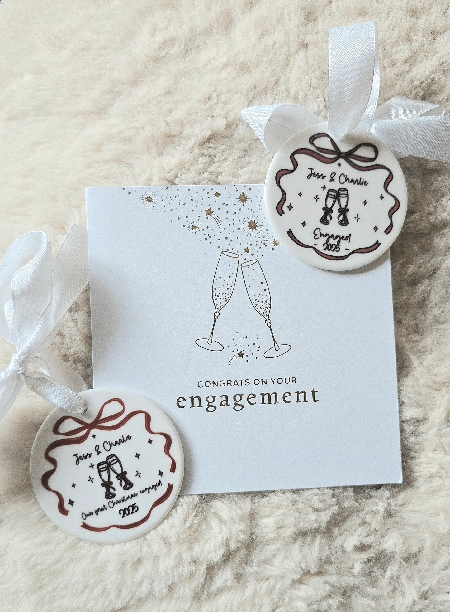 Engaged Hanging Bow Decoration Christmas Bauble