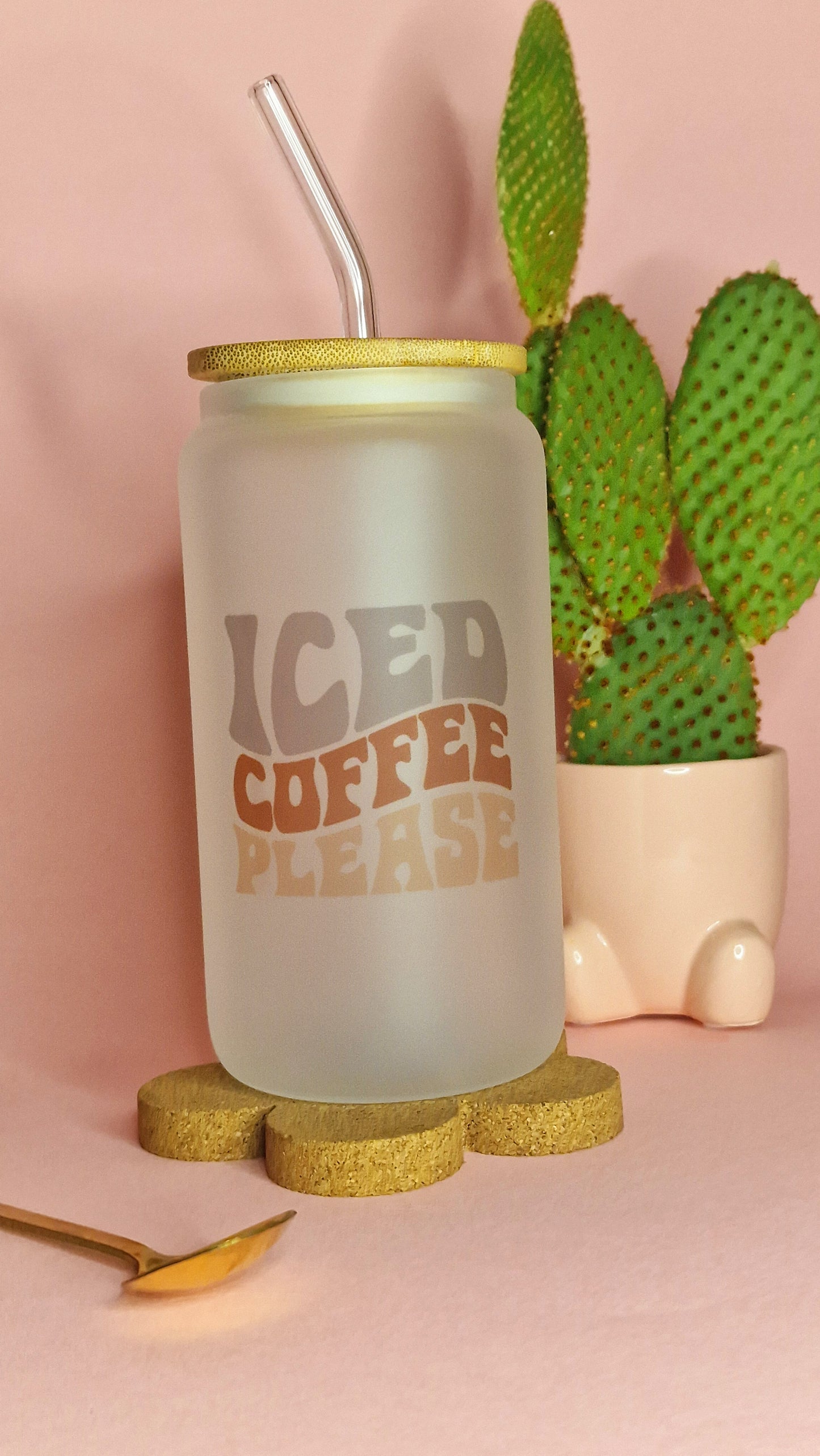 Iced Coffee Please Unisex Glass | 16oz Glass Can Tumbler