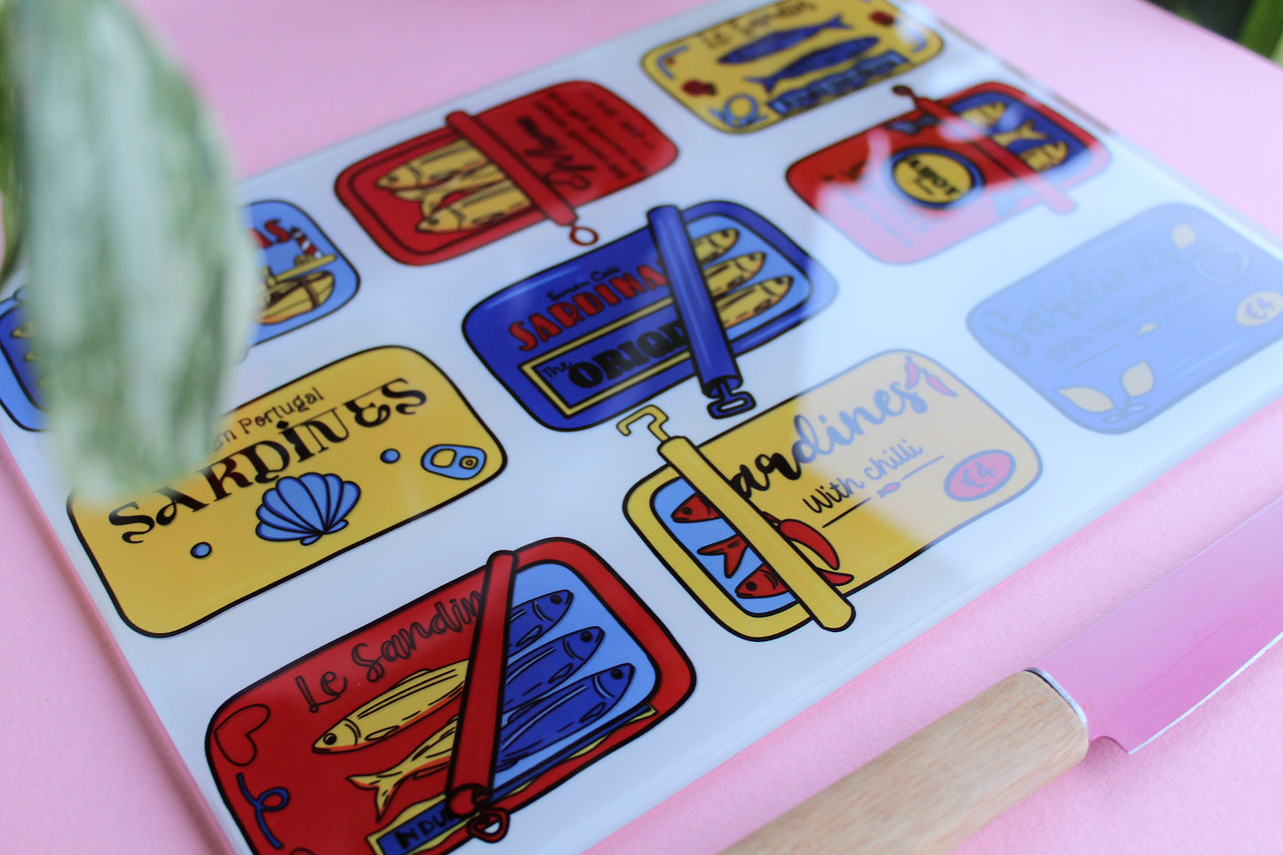 Traditional Sardine Glass Chopping Board