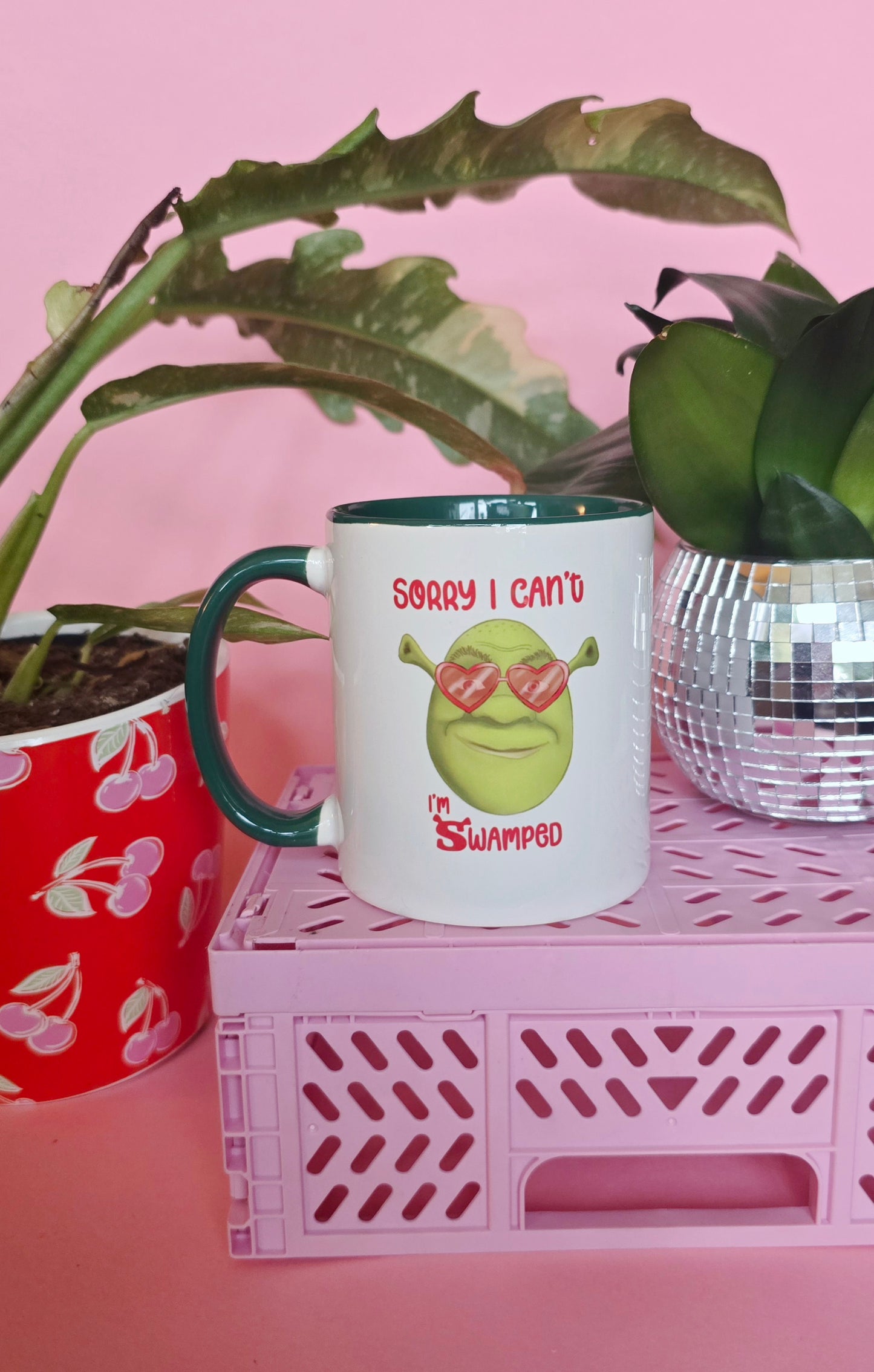 Shrek Inspired Handrawn Ceramic Pink Mug
