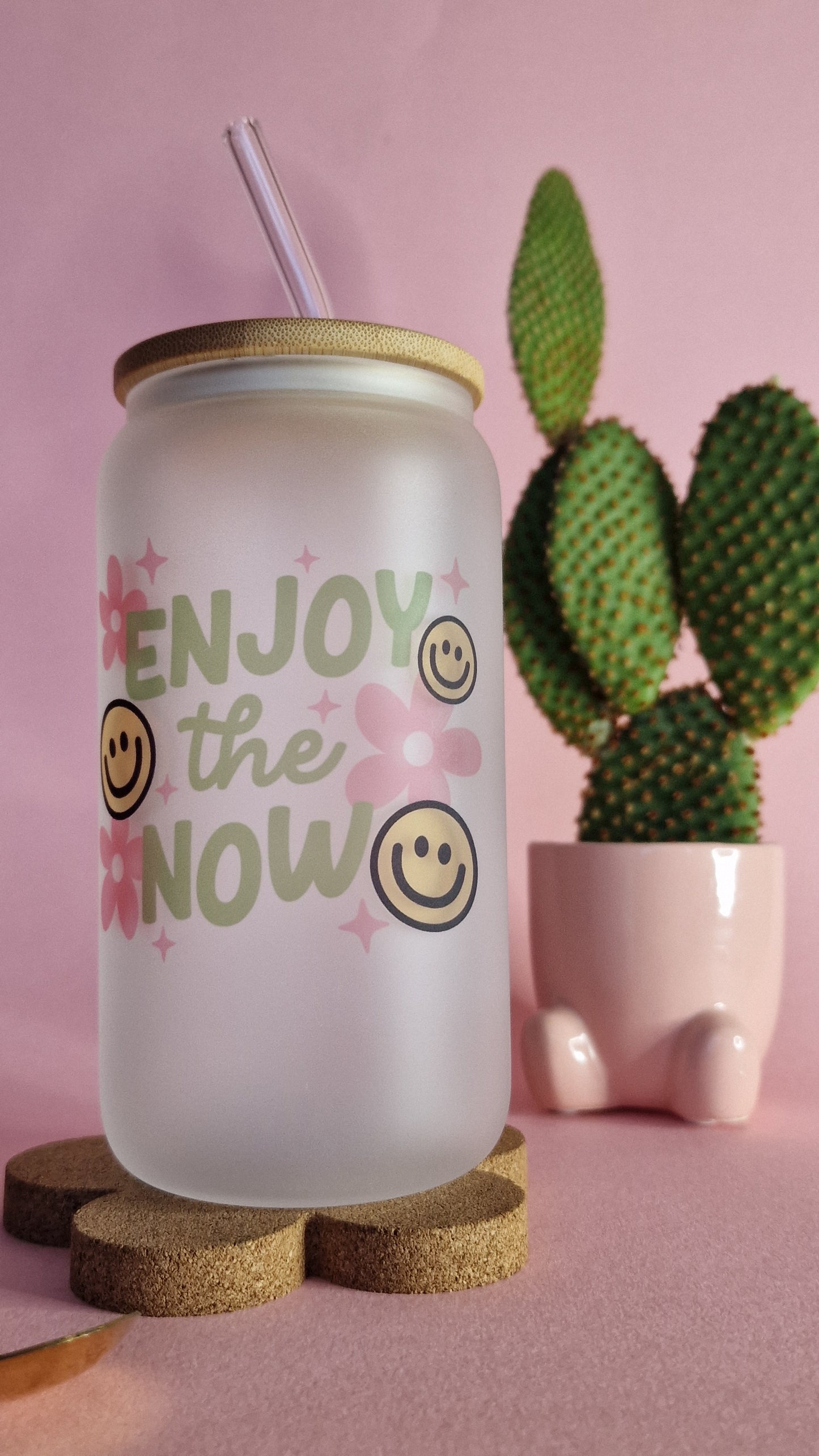 Enjoy The Now | Glass Can Tumbler