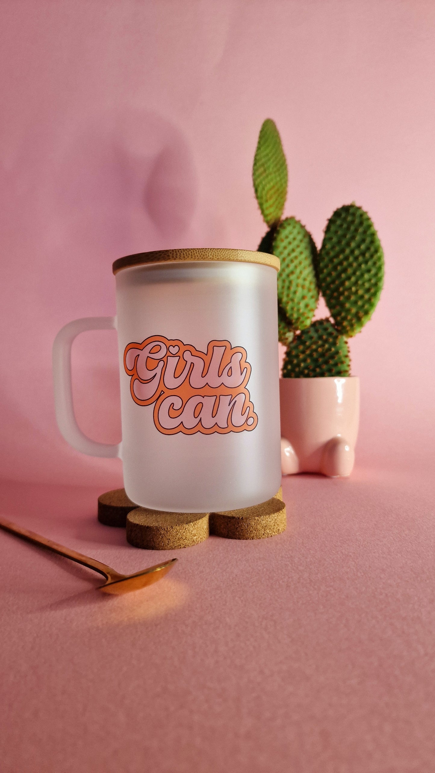 Girls Can | Large 17oz Glass Frosted Mugs