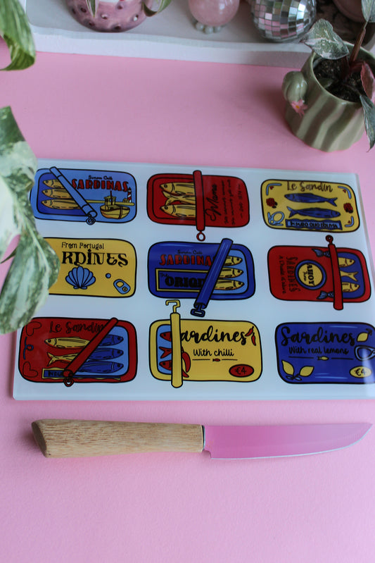 Traditional Sardine Glass Chopping Board