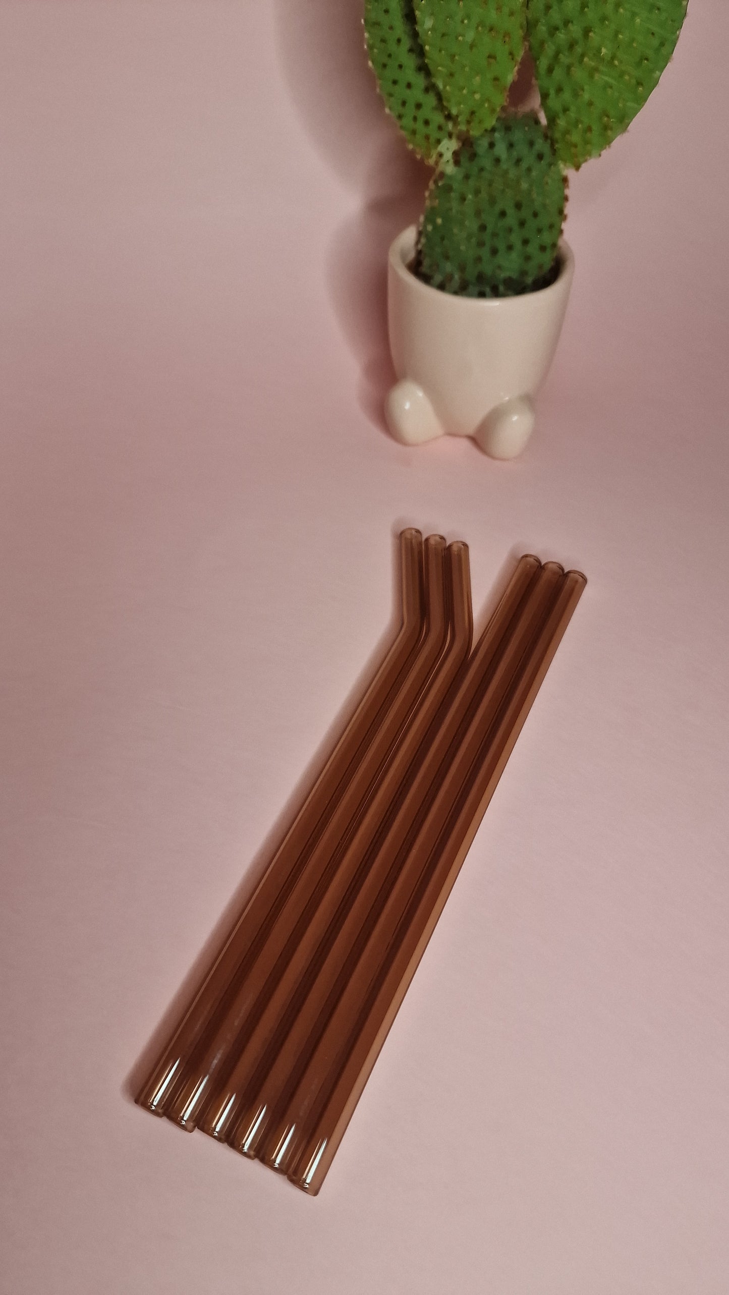 Dusky Pink Glass Straws