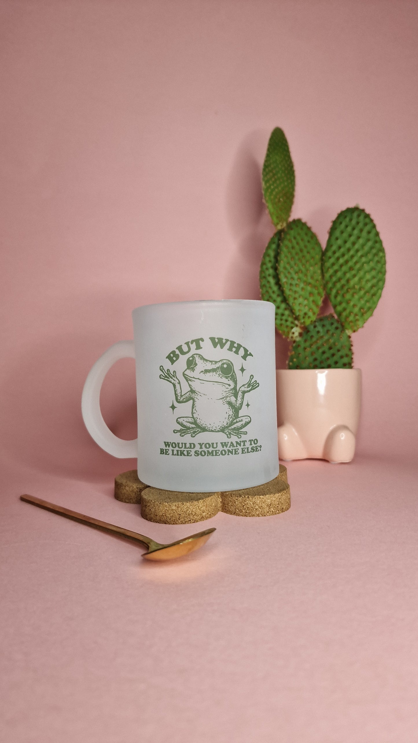 But why frog | Cute Frosted 10oz Glass Mug