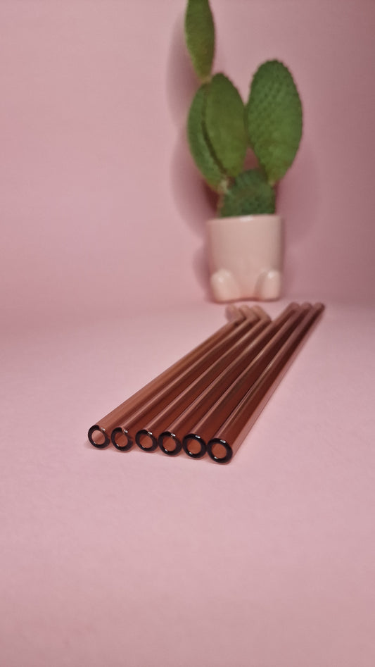 Dusky Pink Glass Straws