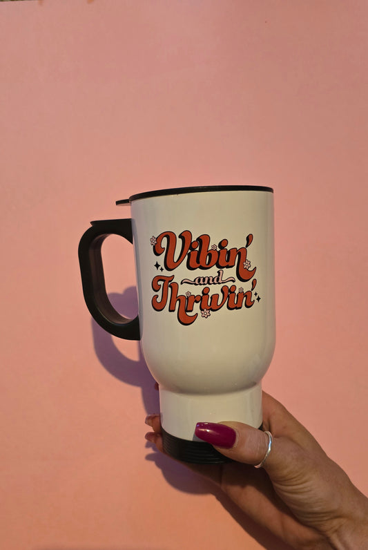 *sale* vibing thriving travel mug