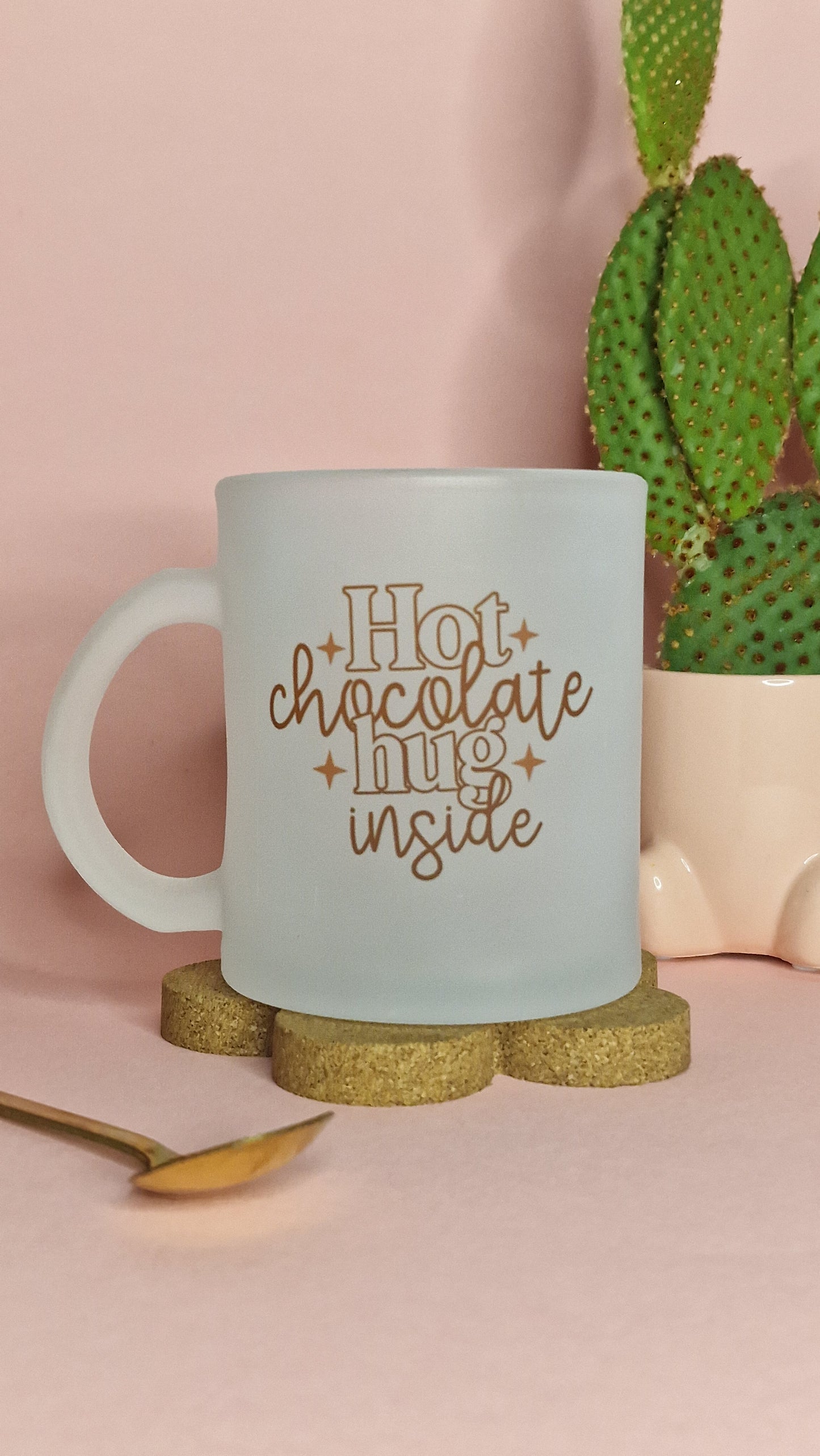 Hot Chocolate Hug Mug | 10oz Frosted Glass Mugs