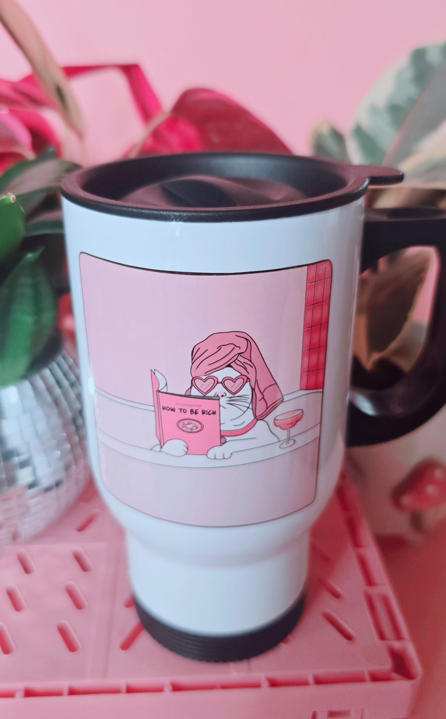 Funny Cat How To Get Rich Travel Mug