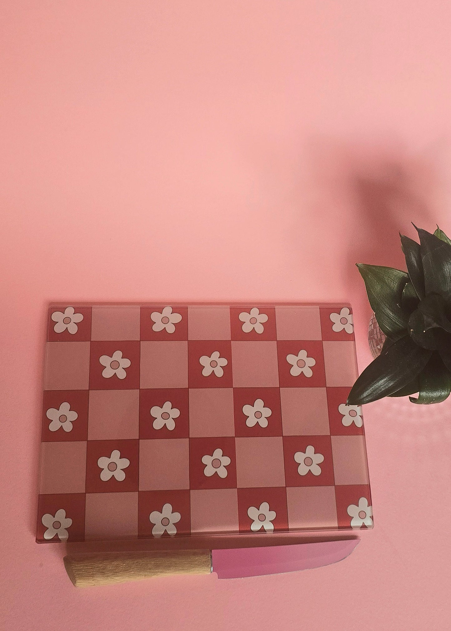 Pink & Red Flowers Glass Chopping Board