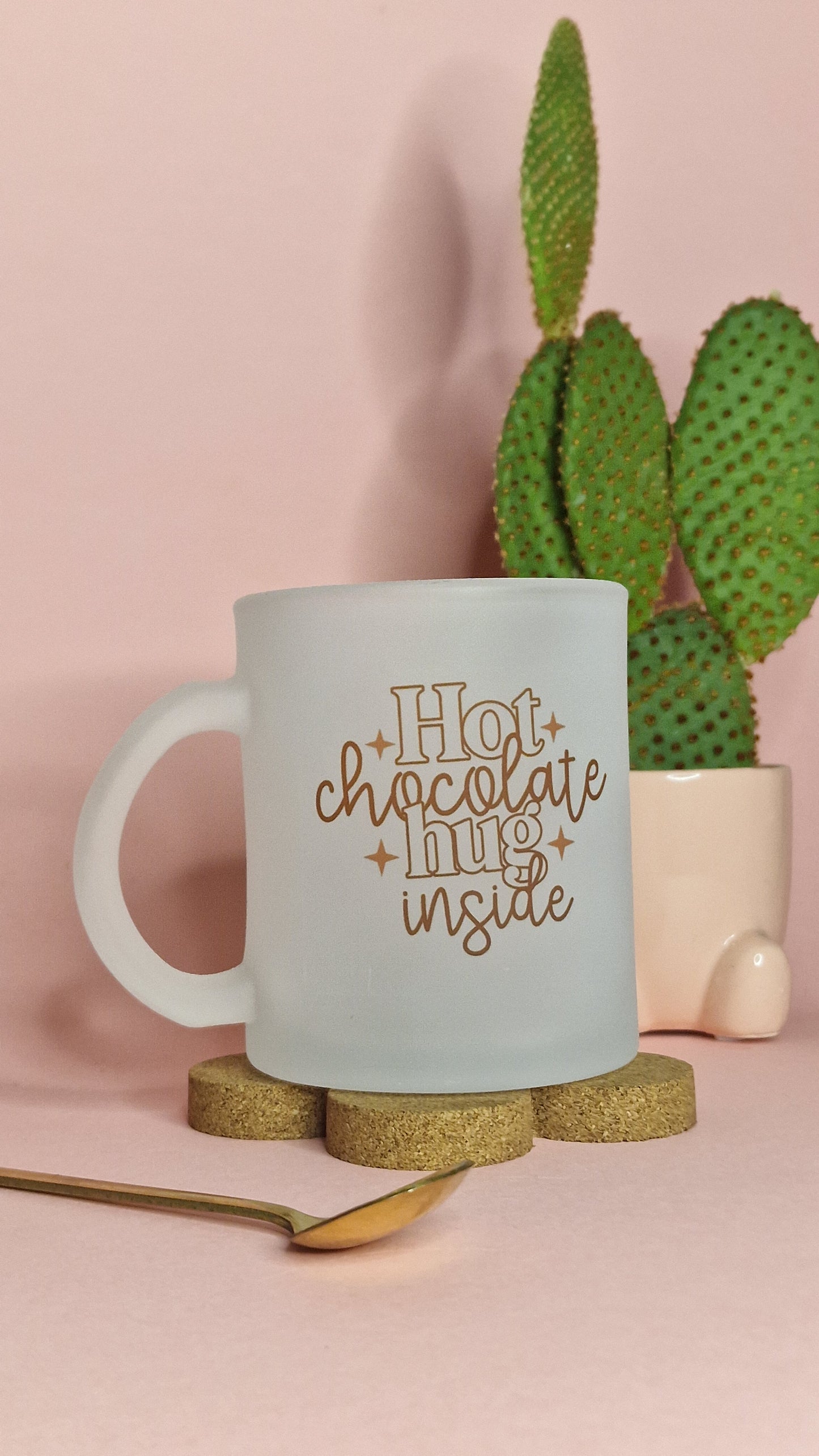 Hot Chocolate Hug Mug | 10oz Frosted Glass Mugs