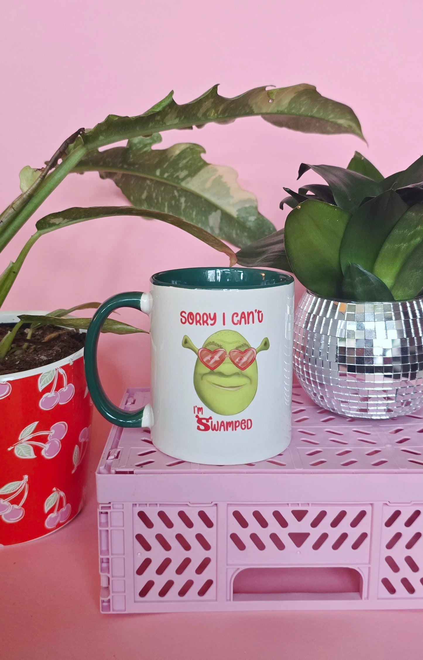 Shrek Inspired Handrawn Ceramic Pink Mug