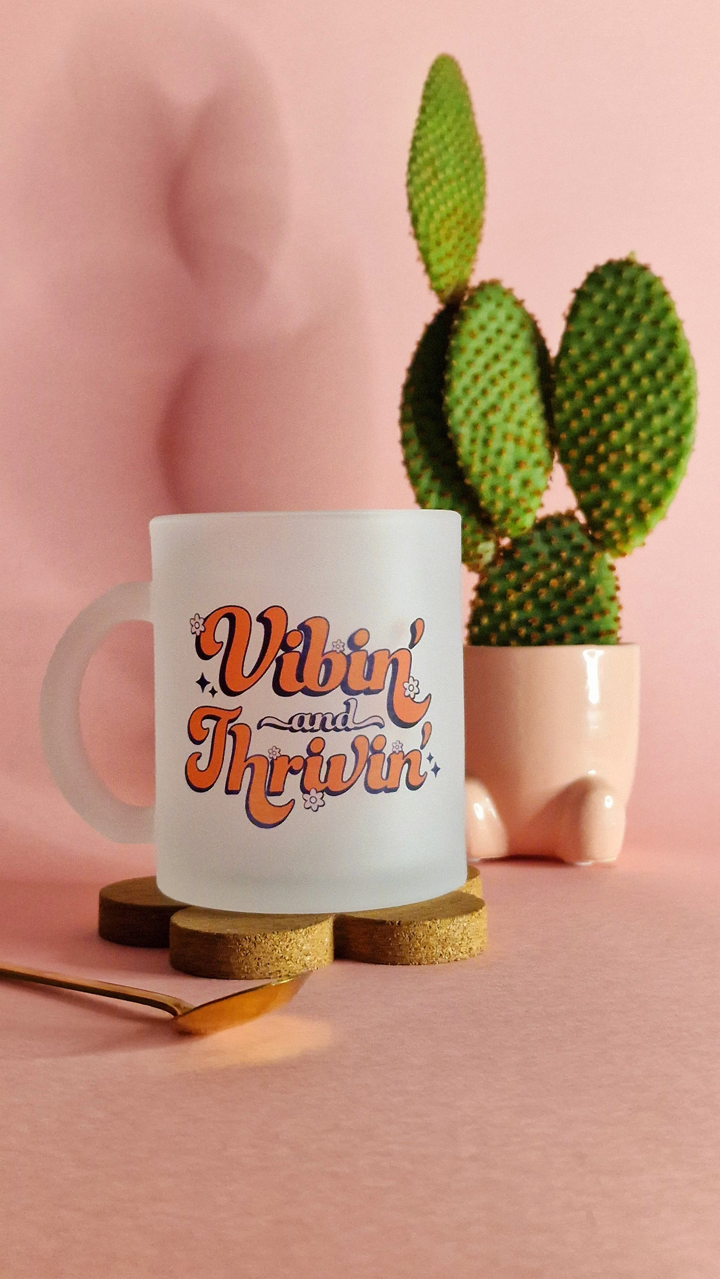 Vibing & Thriving | Frosted 10oz Glass Mug