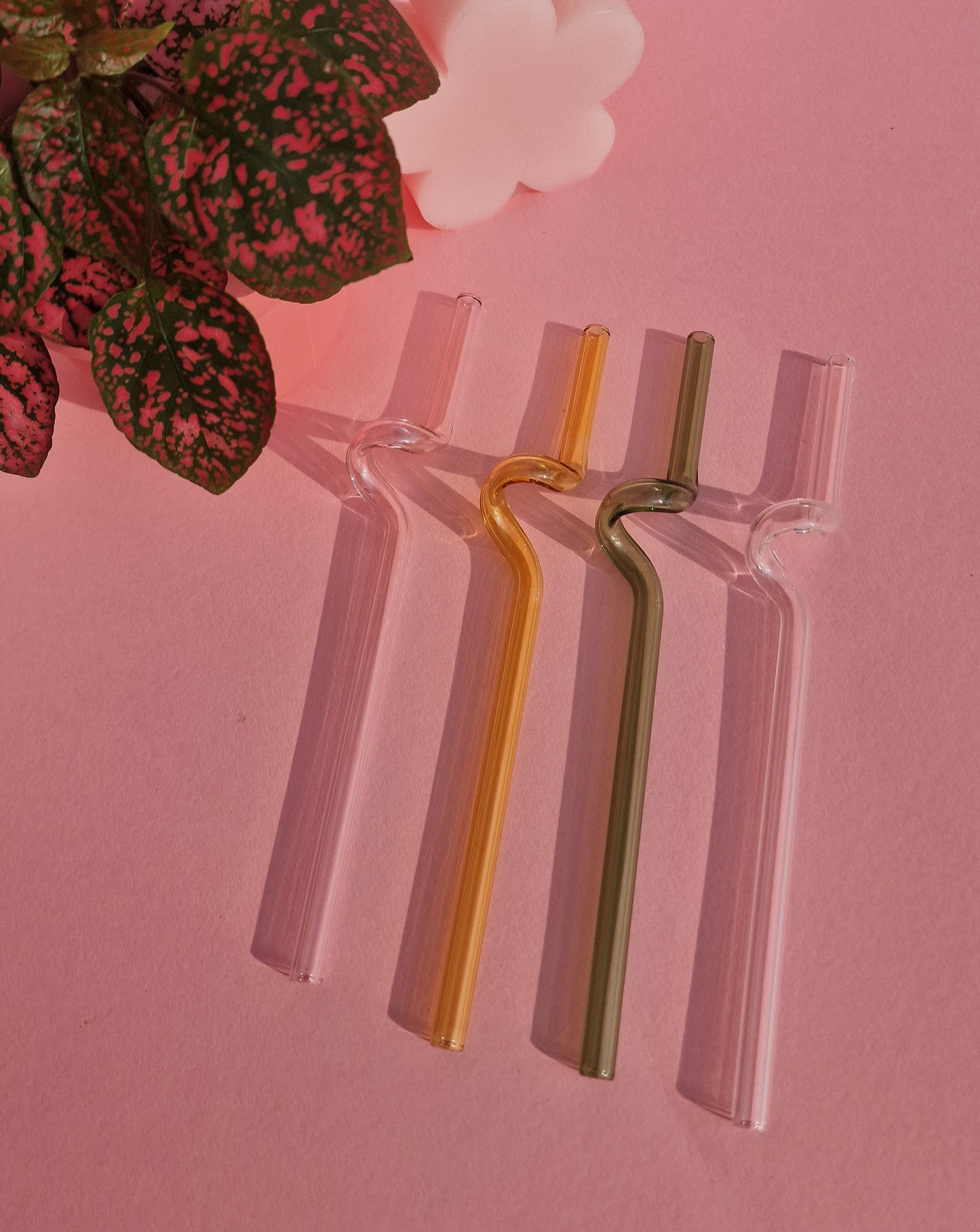 Swirly Pastel Glass Straws Coloured Glass Straws