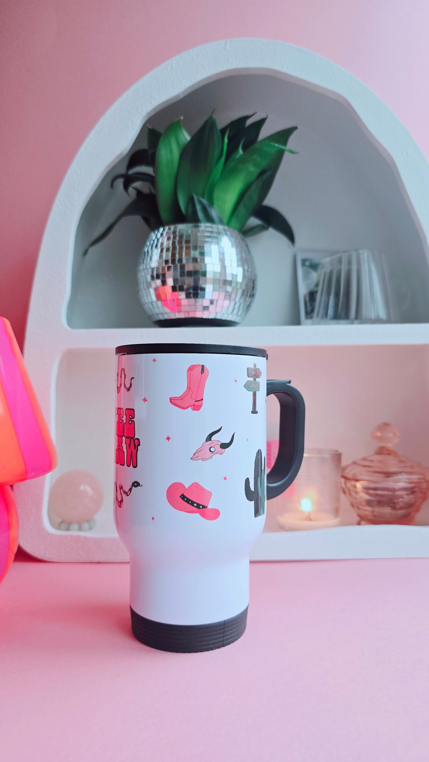 Yee Haw Western Pink & Green | Cute Travel Mugs