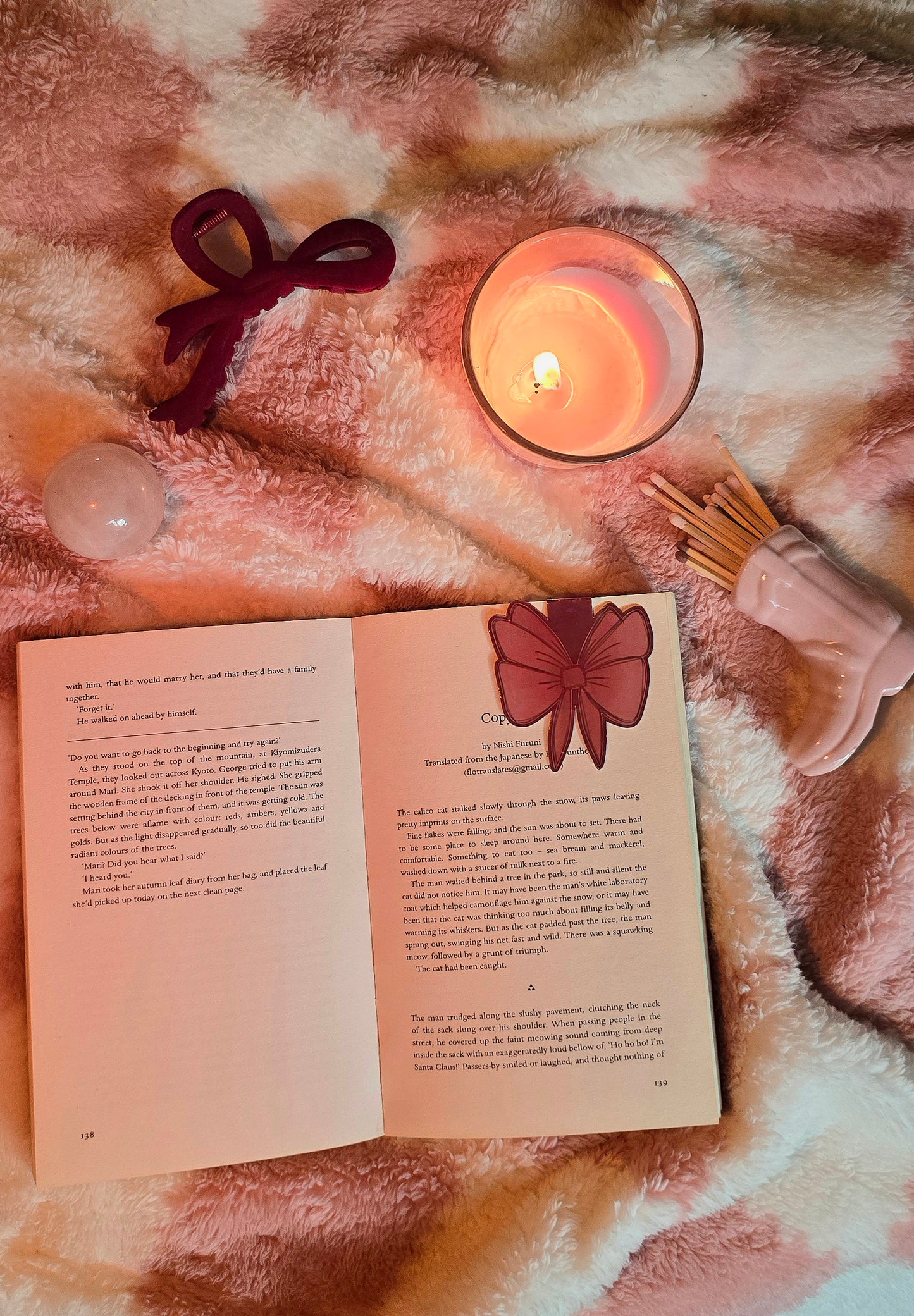 Cute Red Bow Magnetic Flip Bookmark