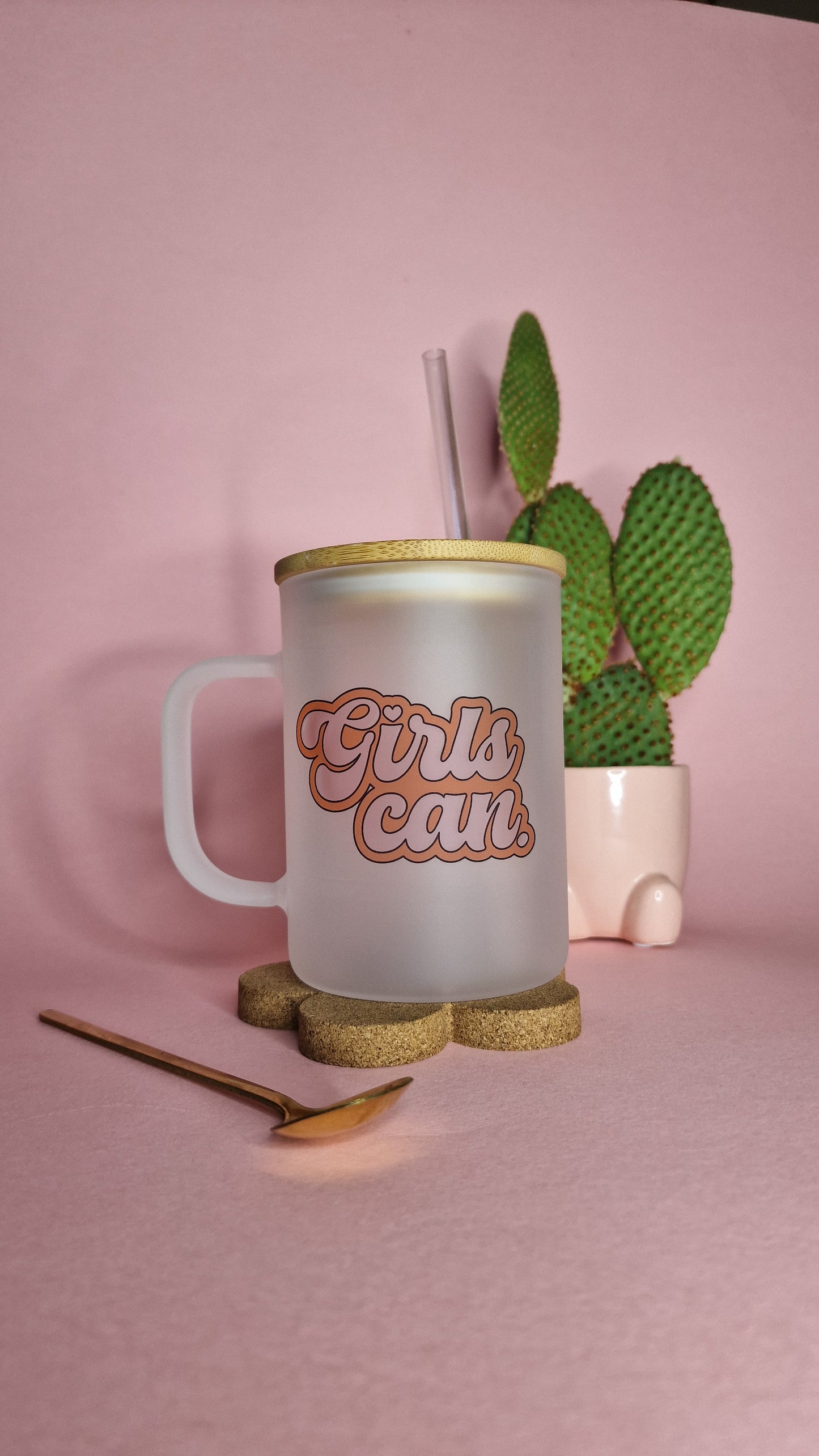 Girls Can | Large 17oz Glass Frosted Mugs