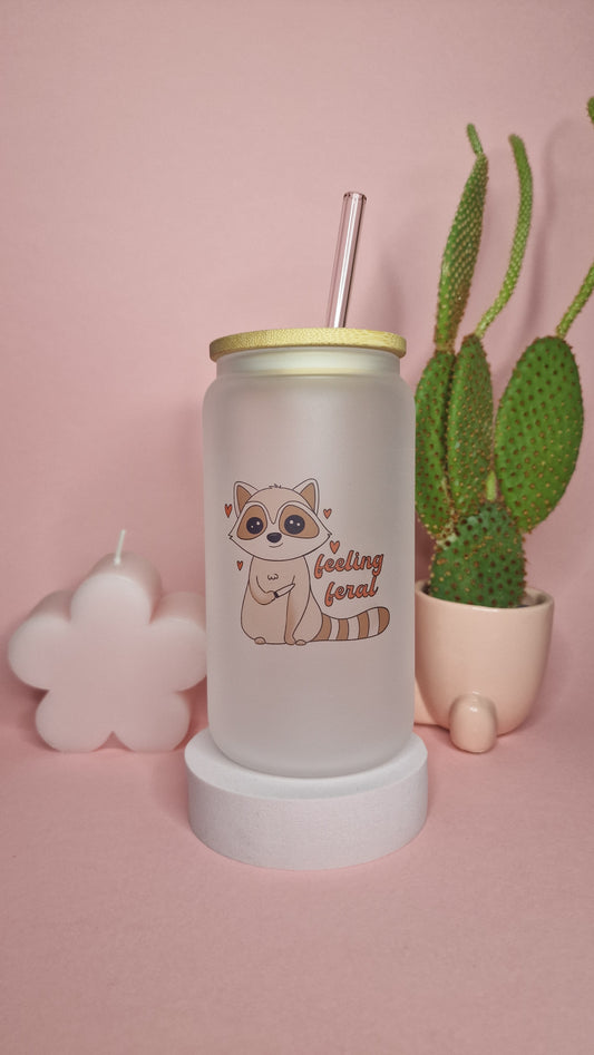 Feeling Feral Cute Racoon Glass Tumbler