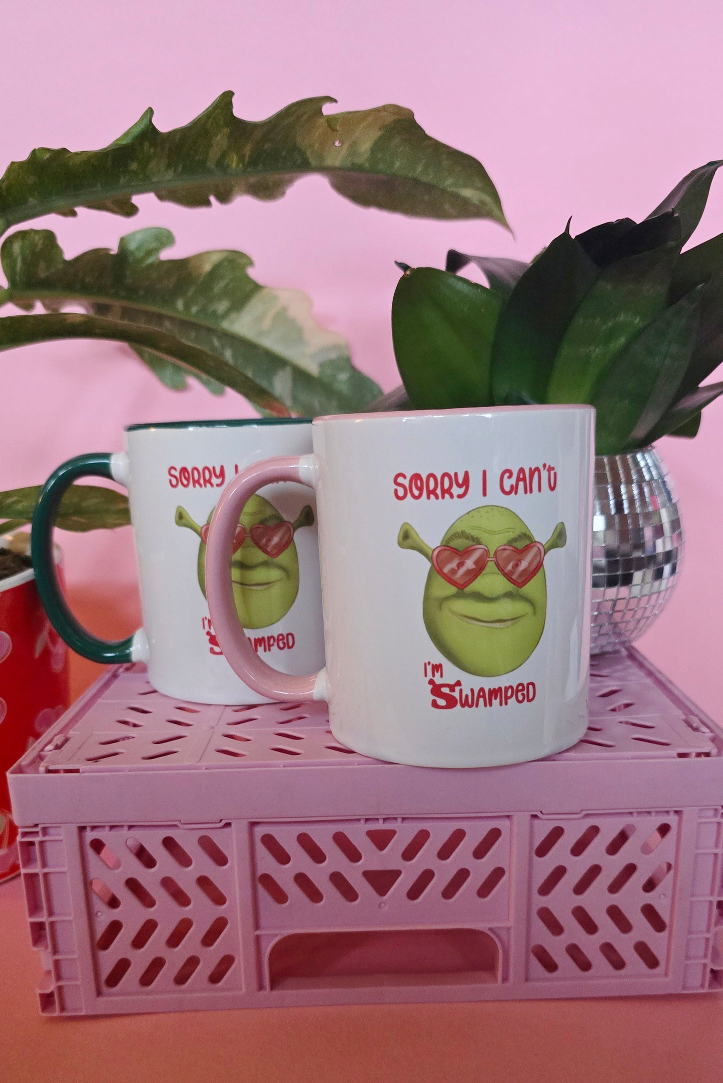 Shrek Inspired Handrawn Ceramic Pink Mug