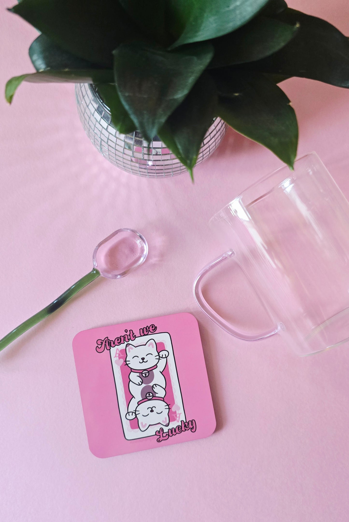 Arent We Lucky Cat Coaster